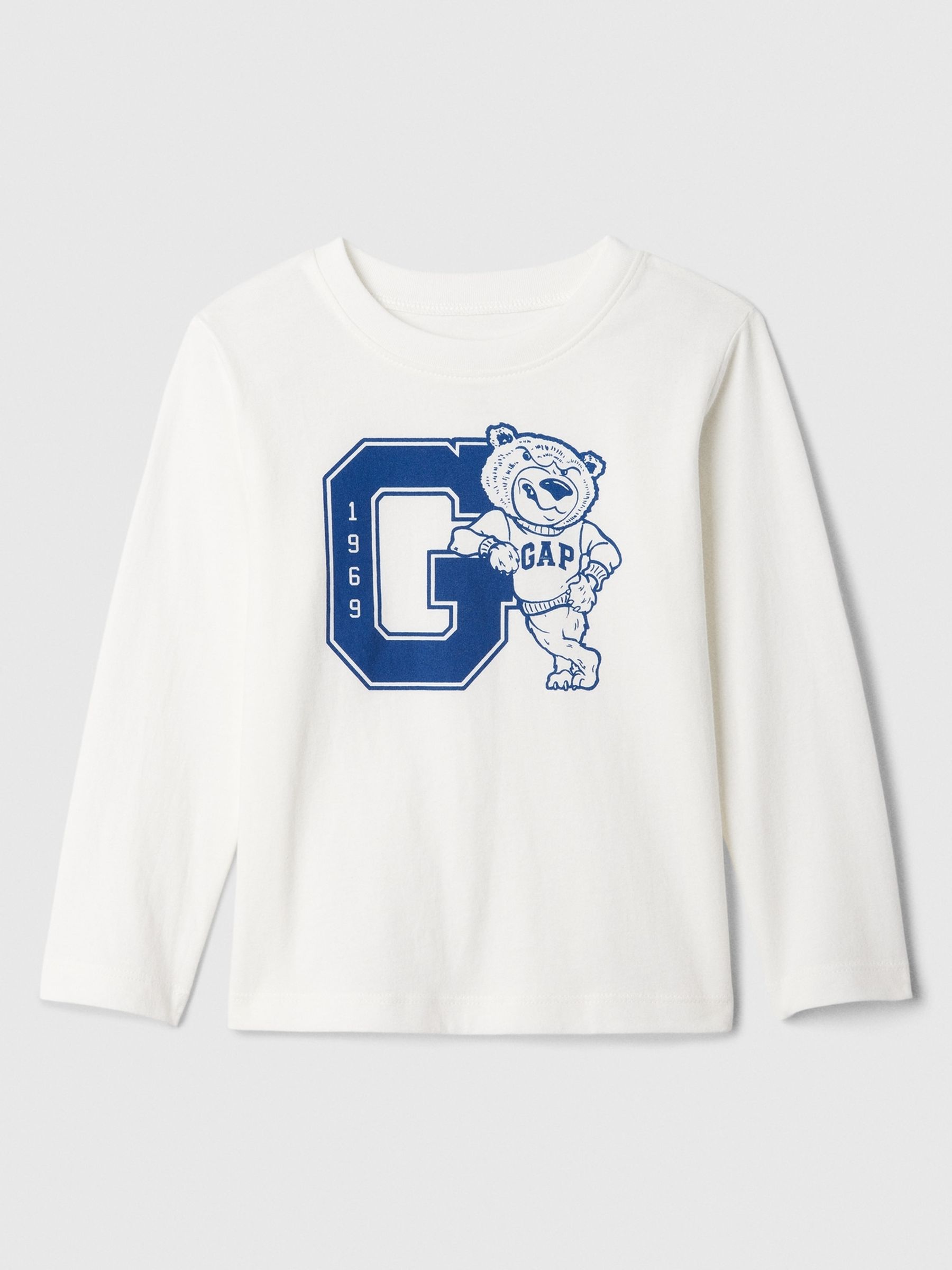 White/Blue Long Sleeve Logo Graphic T-Shirt (6mths-5yrs) - Image 1 of 3