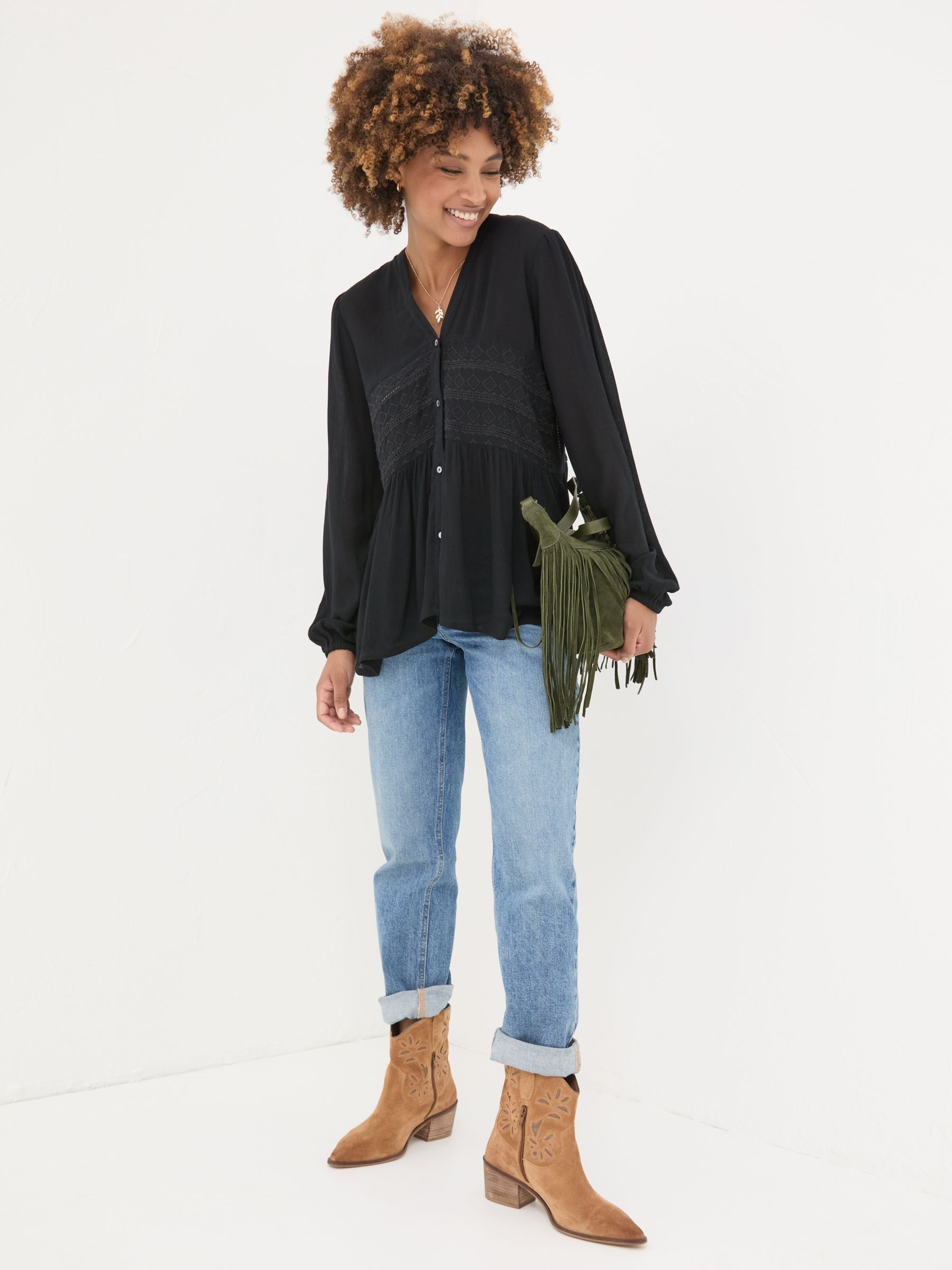 Black Lou Embroidered Blouse - Image 1 of 7