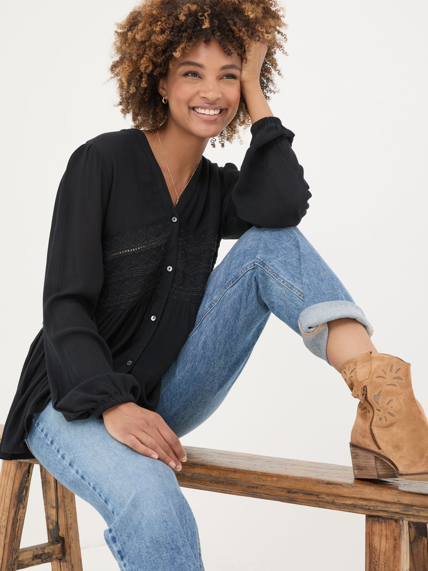 Black Lou Embroidered Blouse - Image 3 of 7