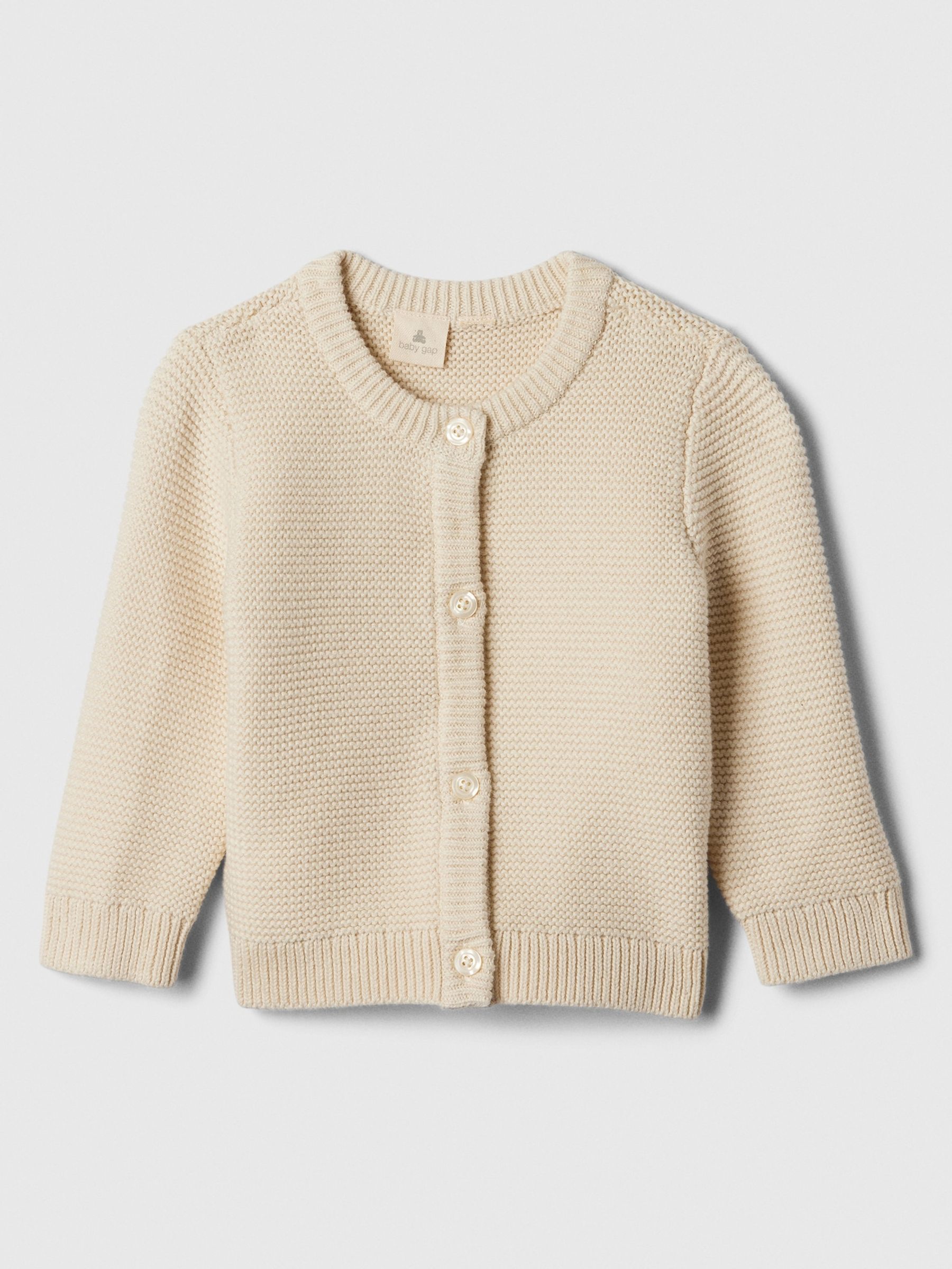 Cream Soft Garter Knit Cardigan (Newborn-24mths) - Image 1 of 1