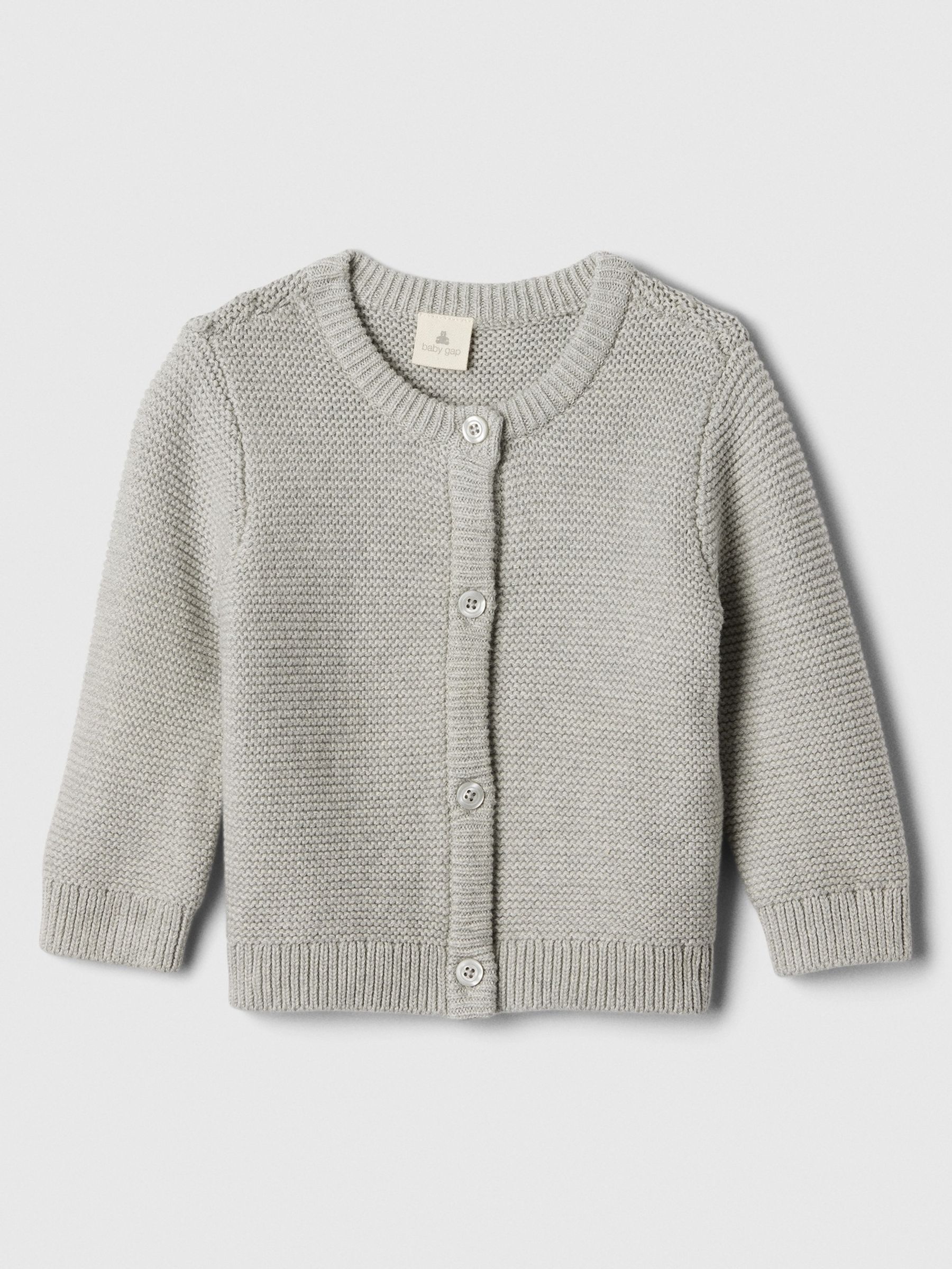 Grey Soft Garter Knit Cardigan (Newborn-24mths) - Image 1 of 1