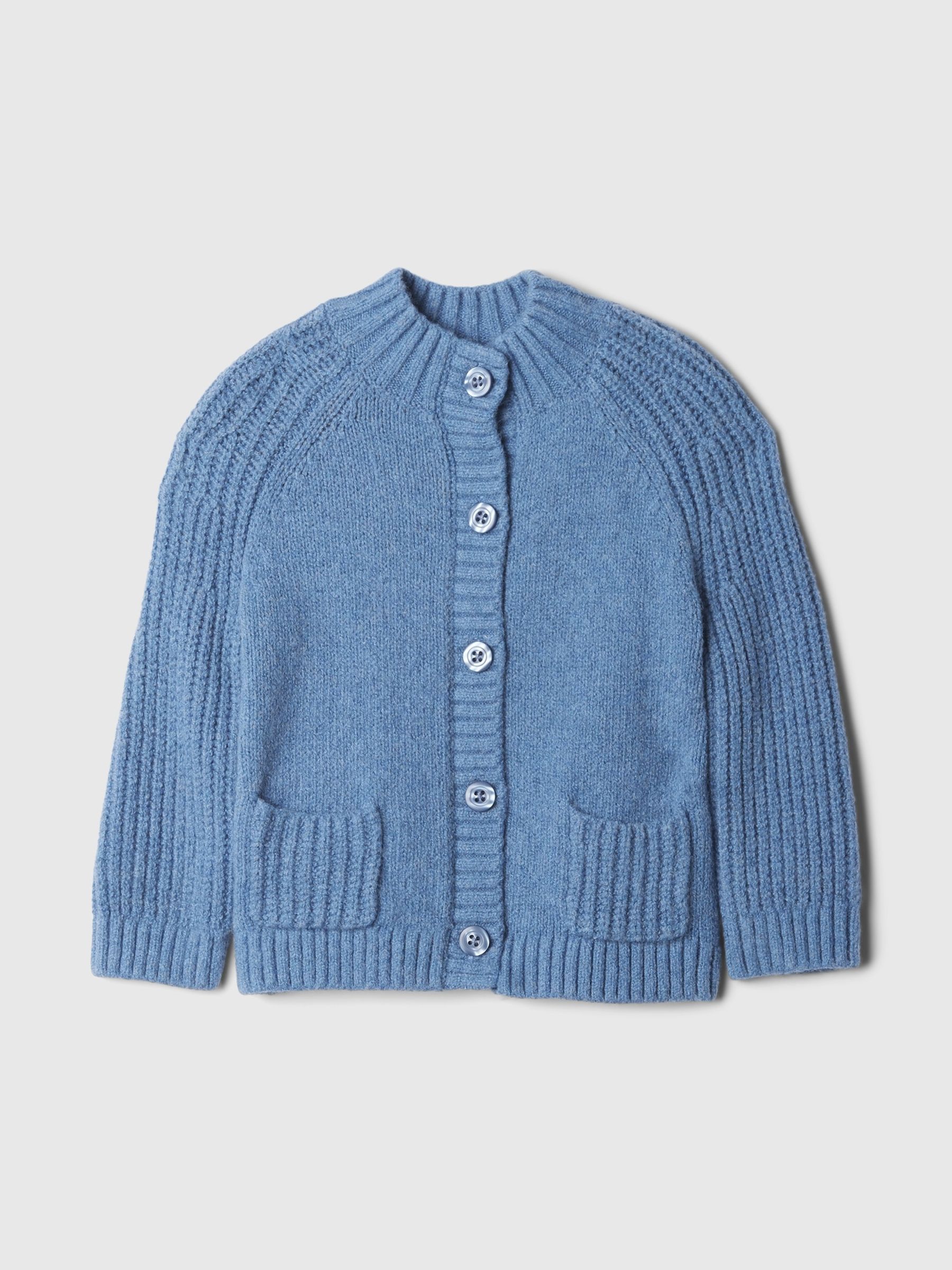 Blue CashSoft Mock Neck Cardigan (Newborn-24mths) - Image 1 of 2