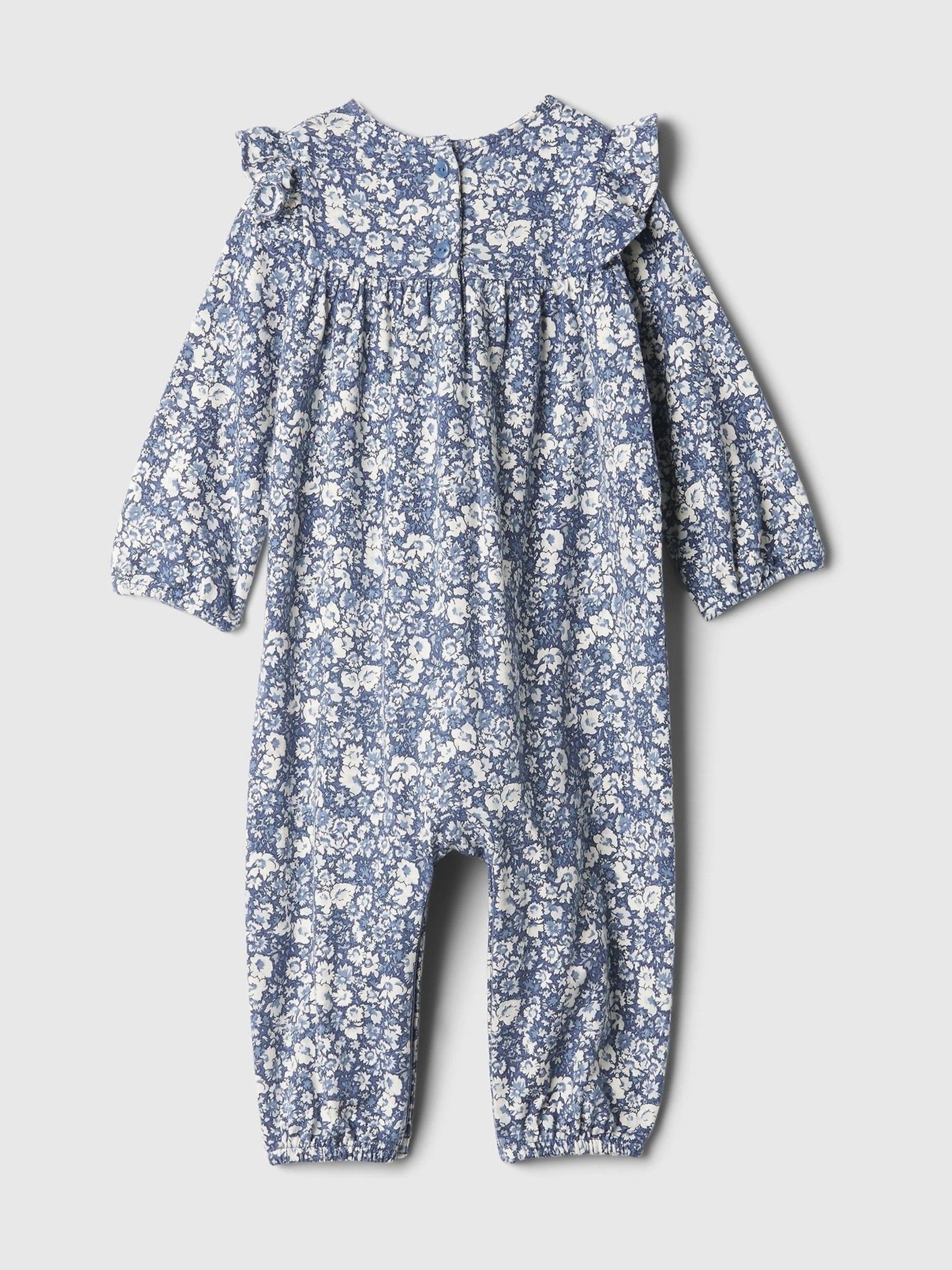 Blue Floral Ruffle Romper (Newborn-24mths) - Image 1 of 2
