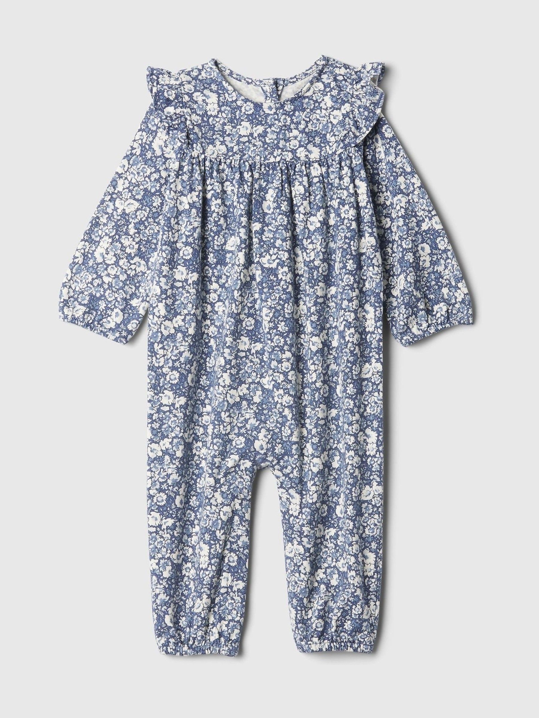 Blue Floral Ruffle Romper (Newborn-24mths) - Image 2 of 2