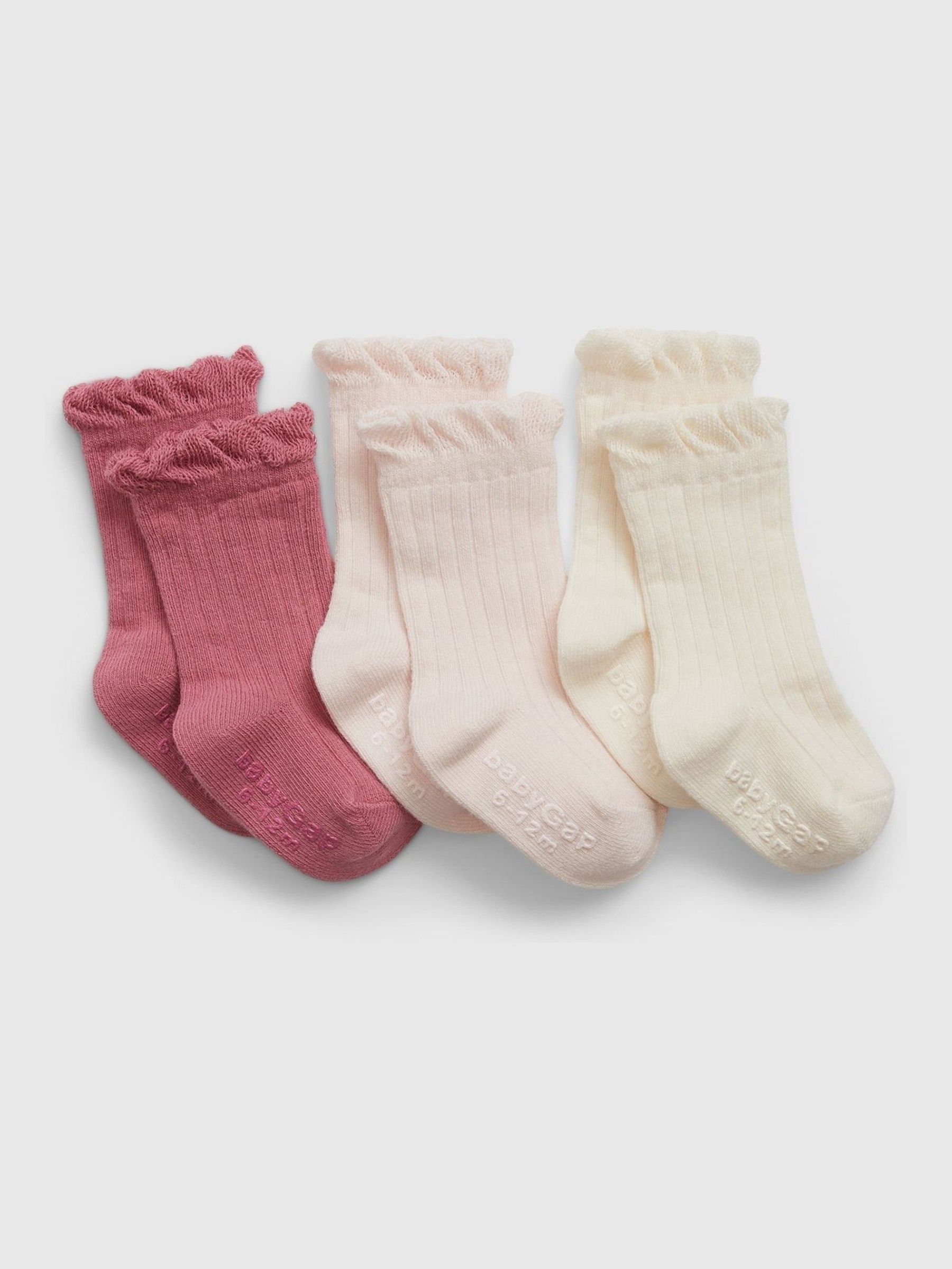 Pink Frill 3 Pack First Favourites Crew Socks (Newborn-24mths) - Image 1 of 1