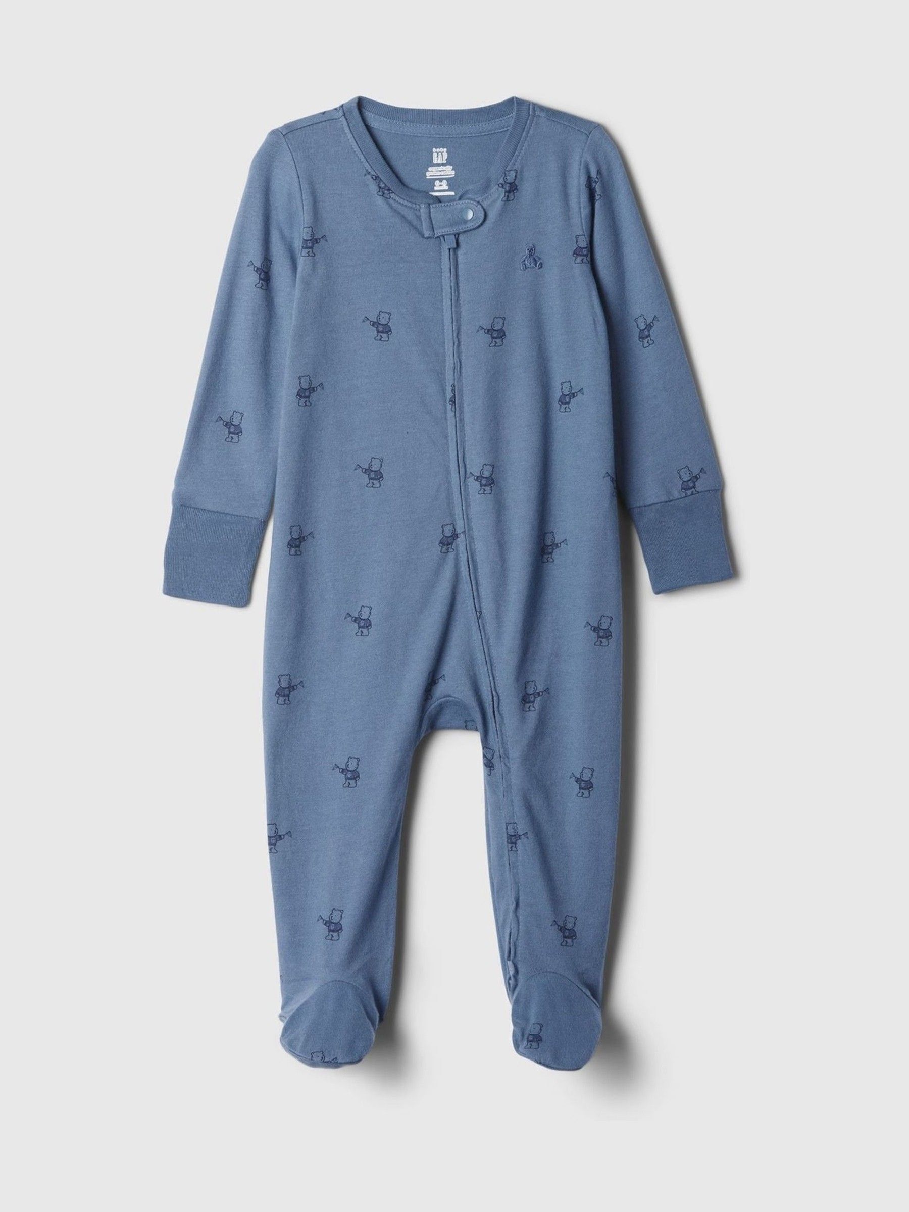 Blue 100% Cotton Two Way Zip Footed Baby Sleepsuit (Newborn-9mths) - Image 1 of 1
