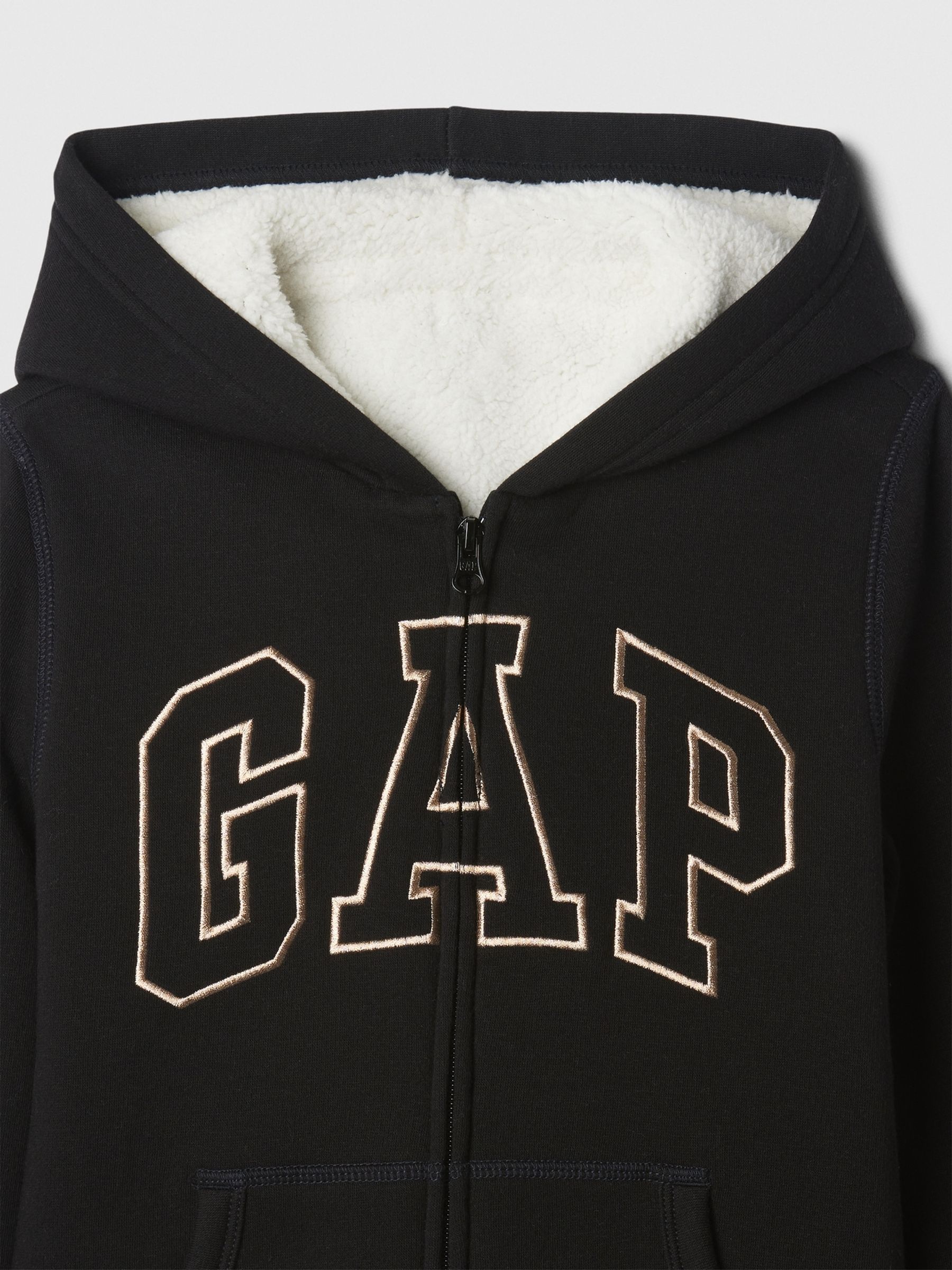 Black Logo Sherpa-Lined Zip Up Hoodie (4-13yrs) - Image 3 of 3