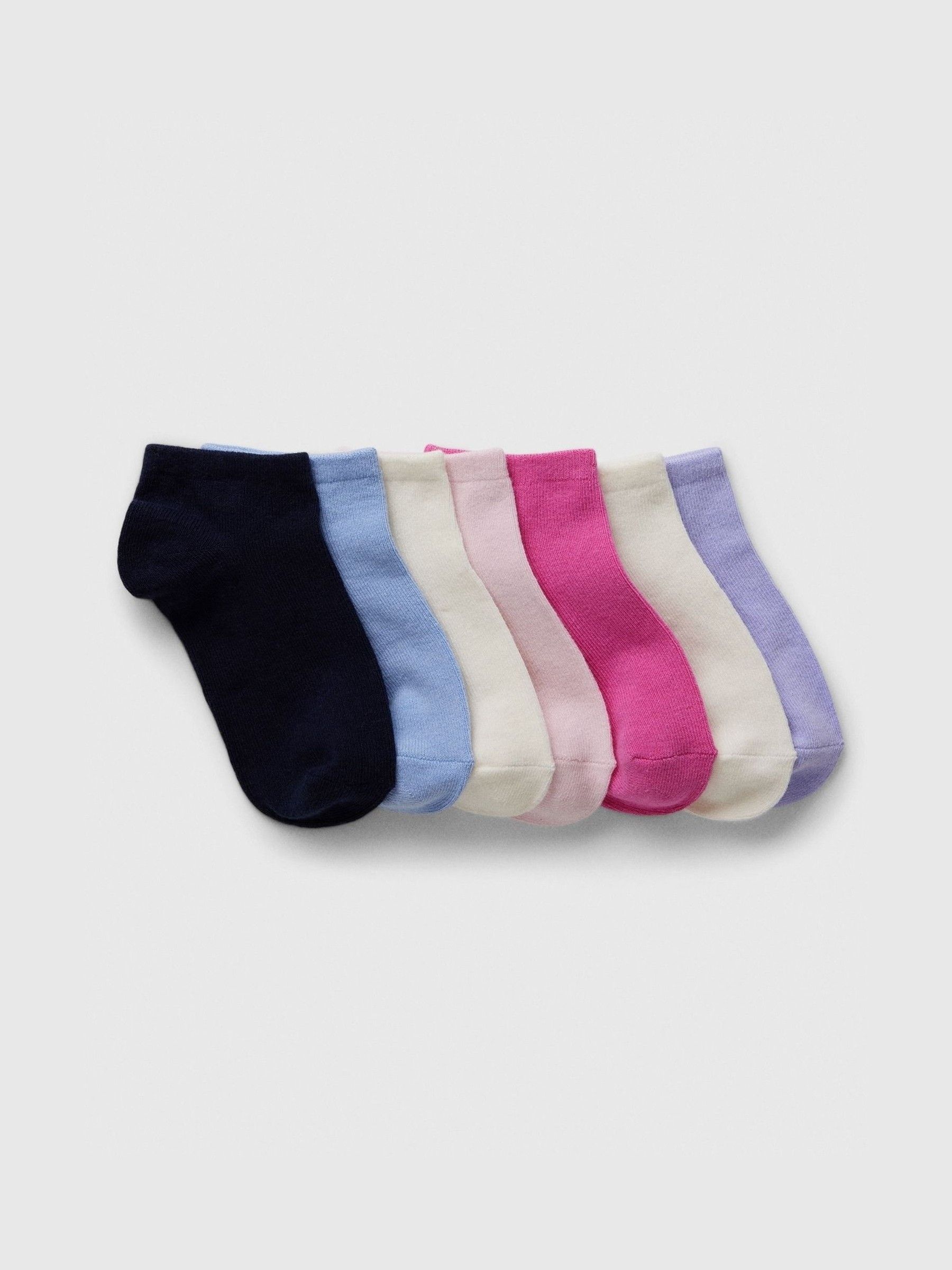 Pink Kids 7 Pack Ankle Socks - Image 1 of 1