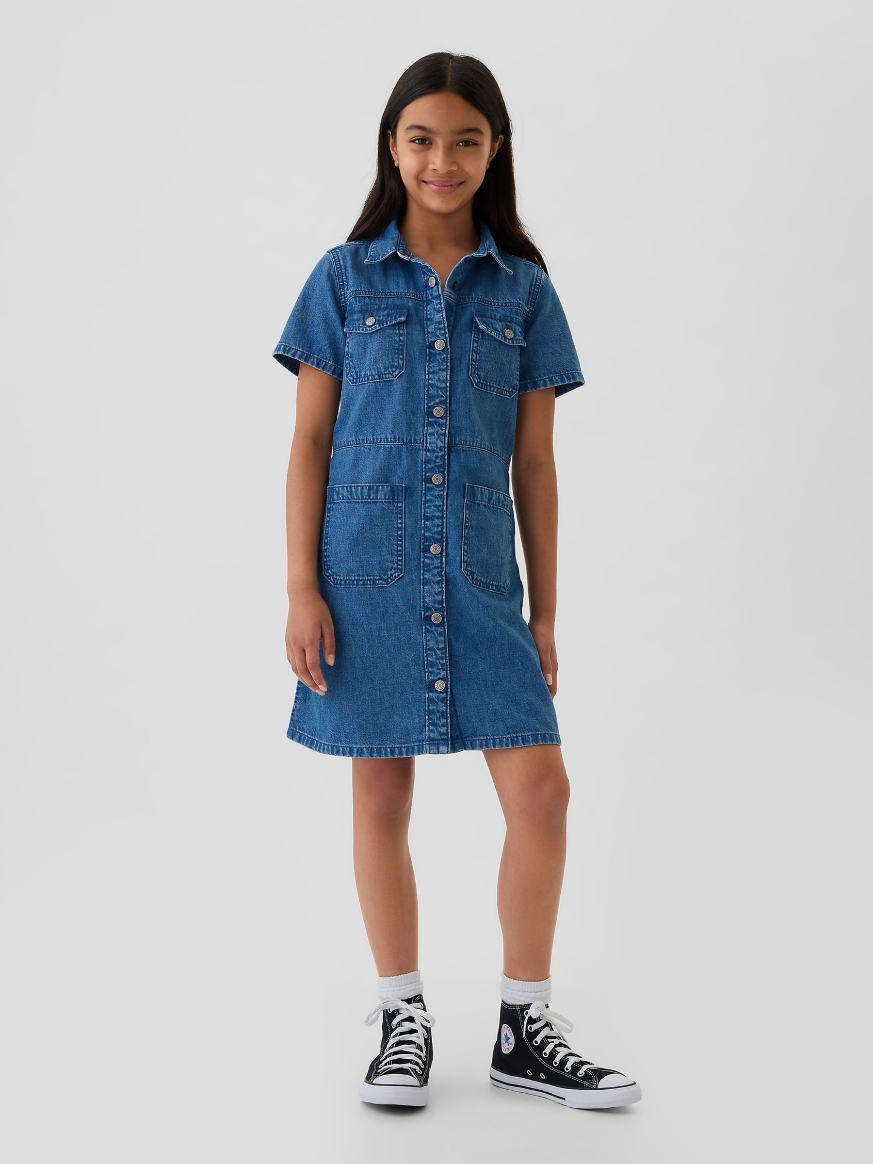 Blue Cargo Denim Shirt Dress (4-13yrs) - Image 1 of 4