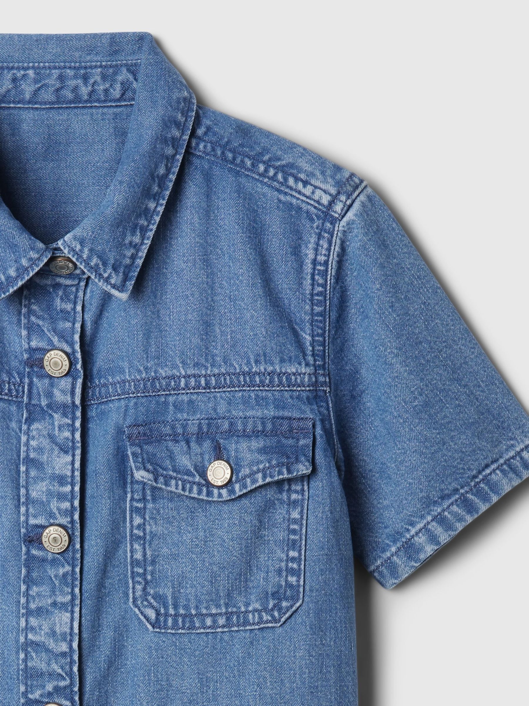 Blue Cargo Denim Shirt Dress (4-13yrs) - Image 4 of 4