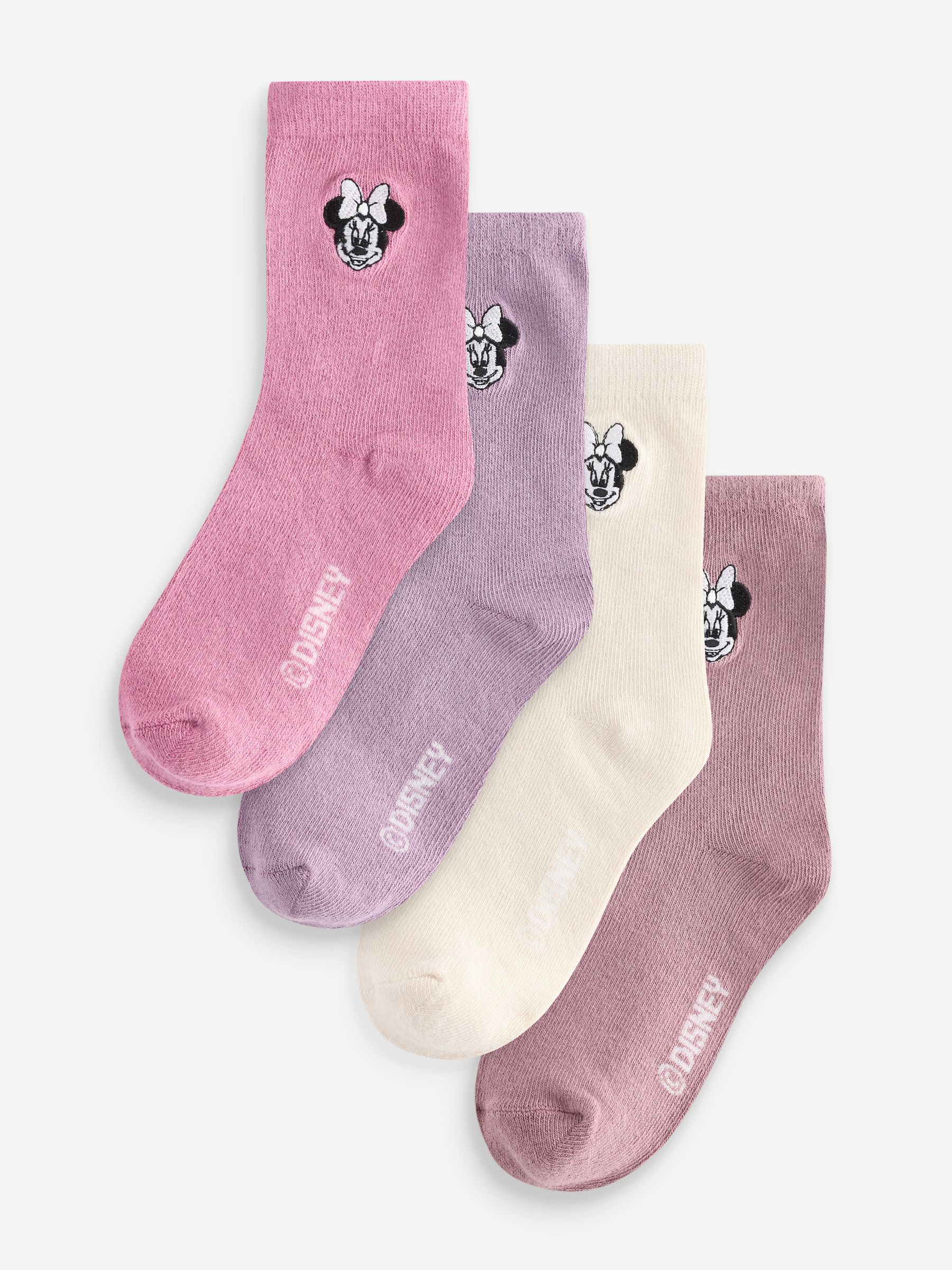 Pink Kids 4 Pack Disney Minnie Mouse Crew Socks - Image 1 of 5