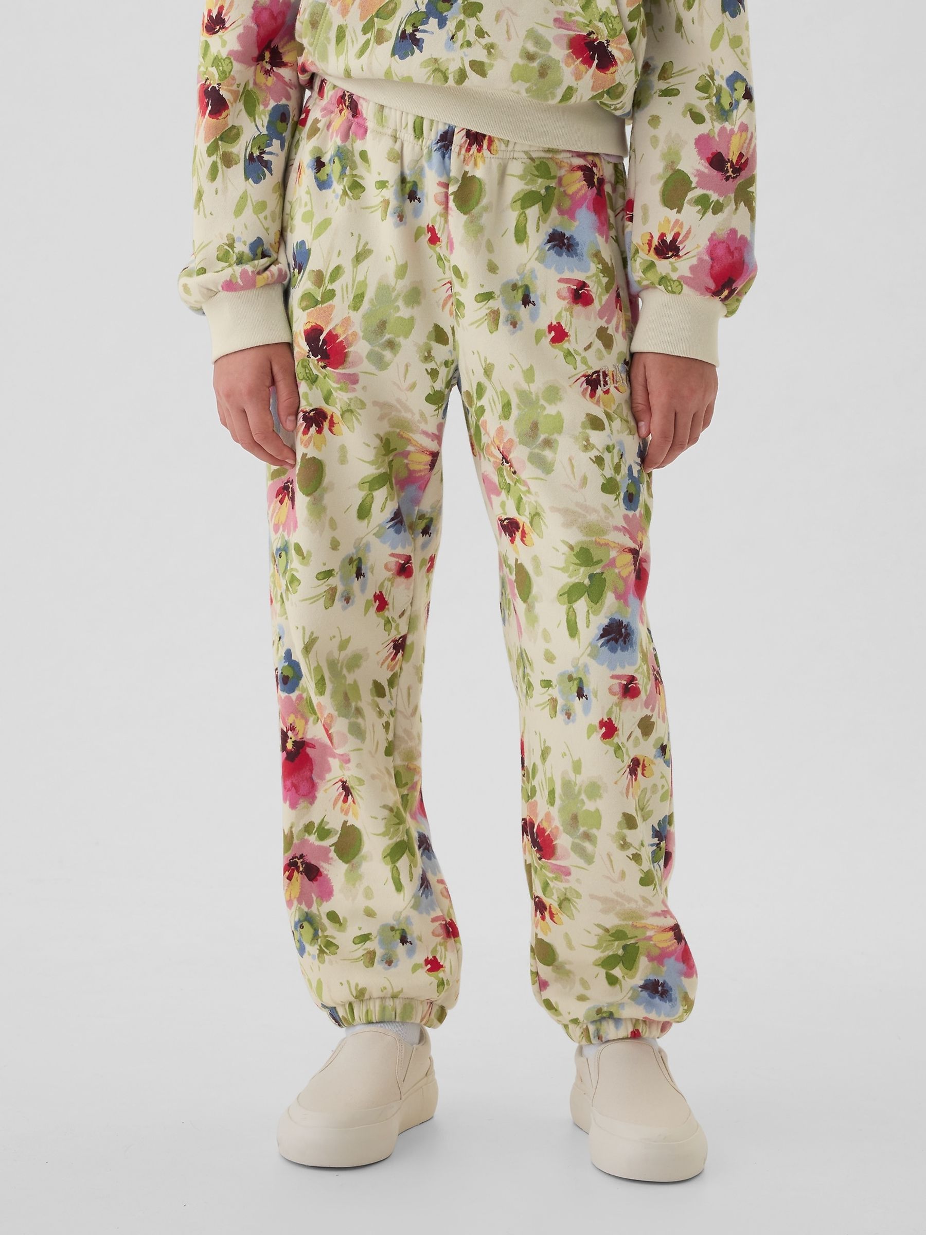 Cream Floral Logo Joggers (4-13yrs) - Image 1 of 5