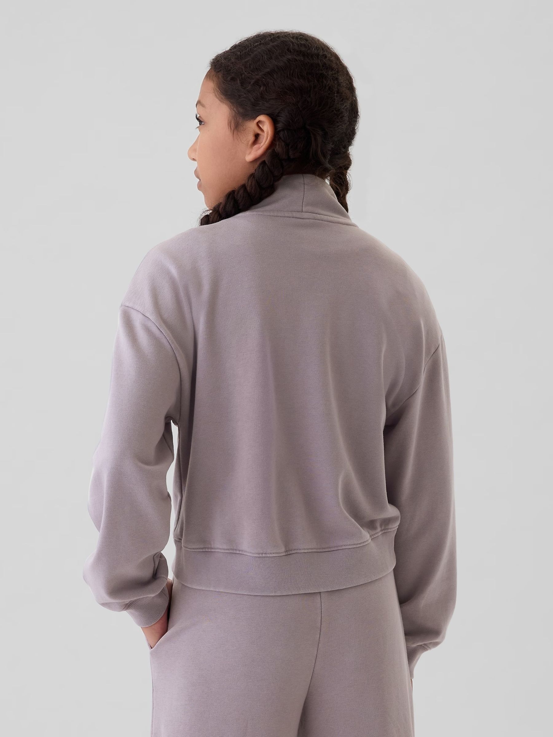 Purple Vintage Soft Half Zip Cropped Pullover (4-13yrs) - Image 2 of 5