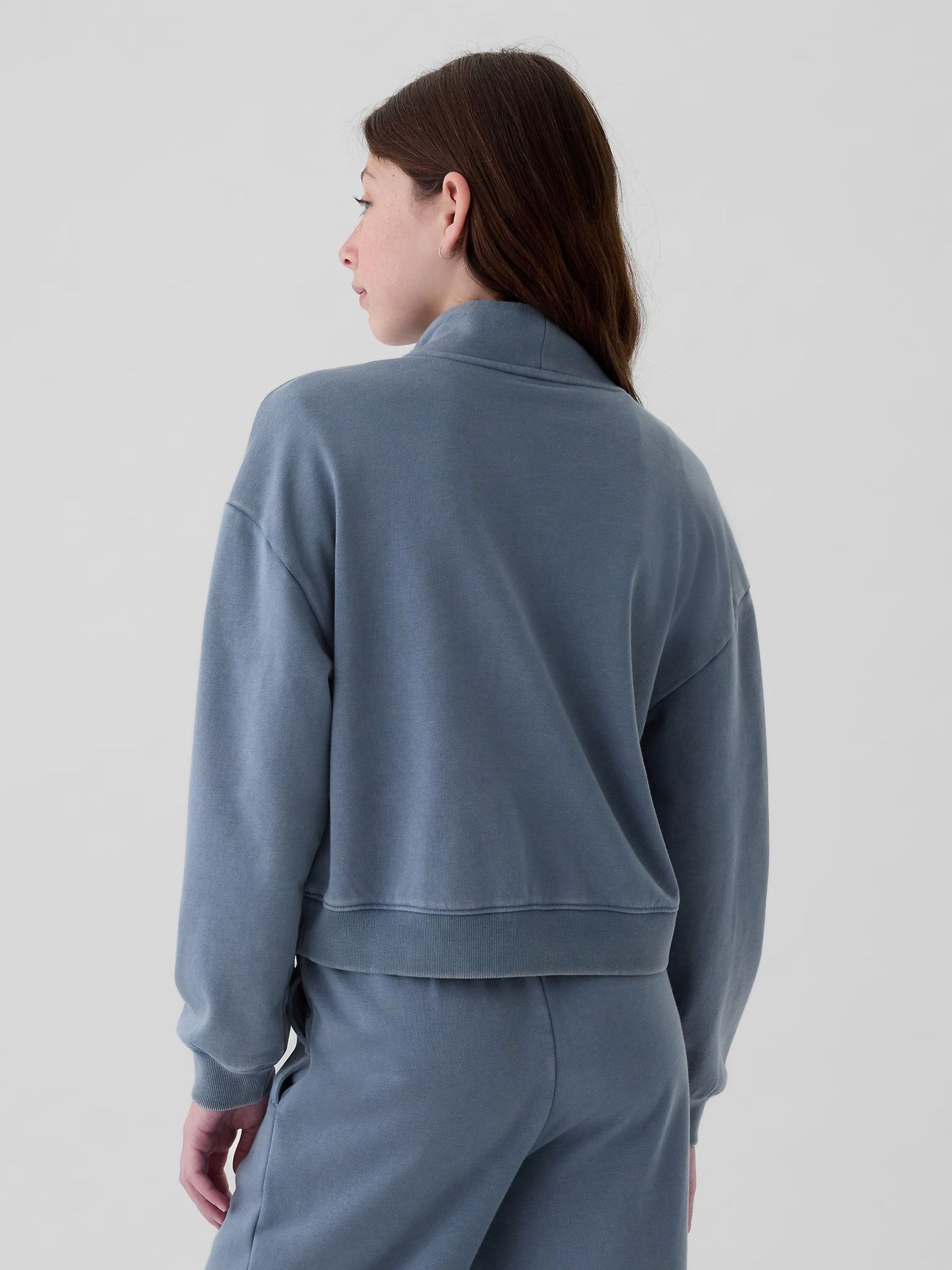 Blue Vintage Soft Half Zip Cropped Pullover (4-13yrs) - Image 2 of 5