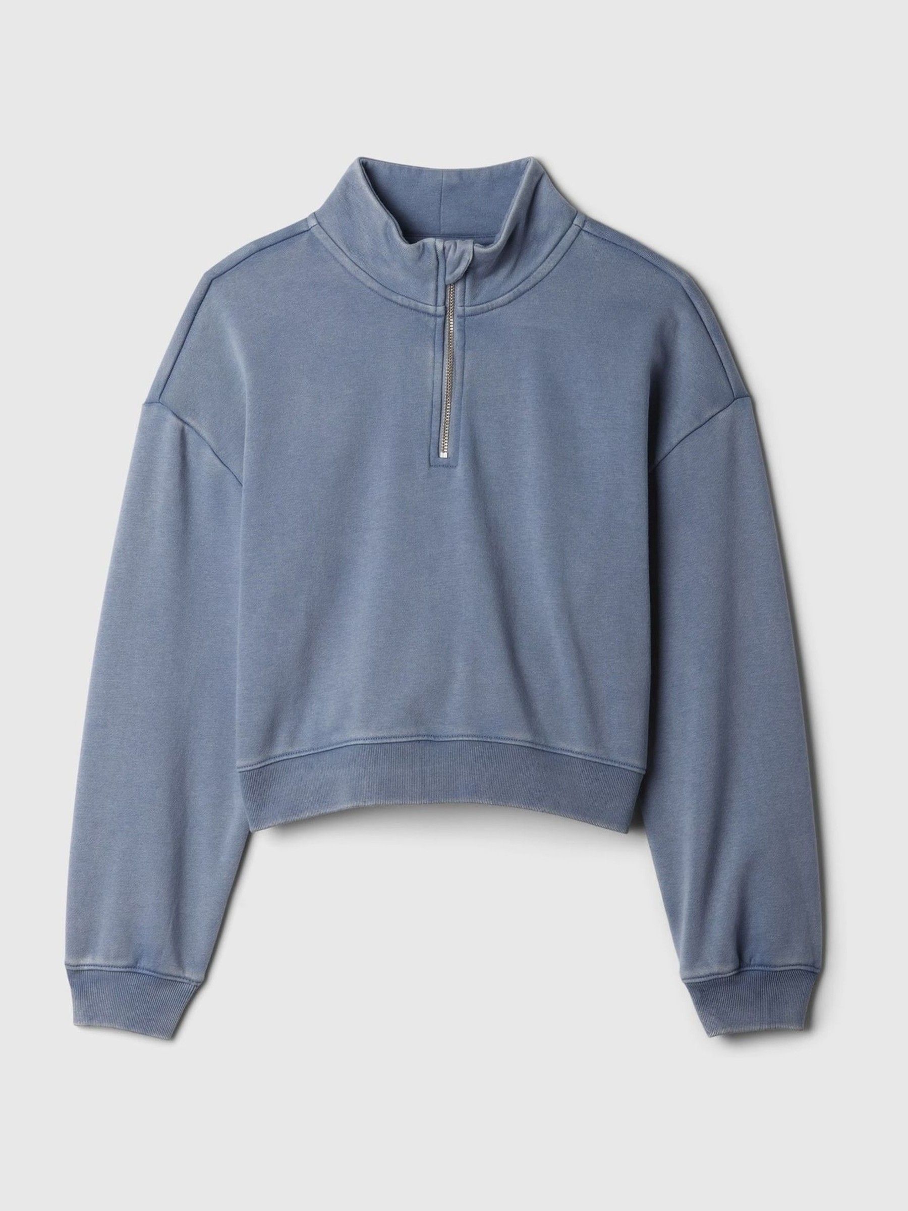 Blue Vintage Soft Half Zip Cropped Pullover (4-13yrs) - Image 4 of 5