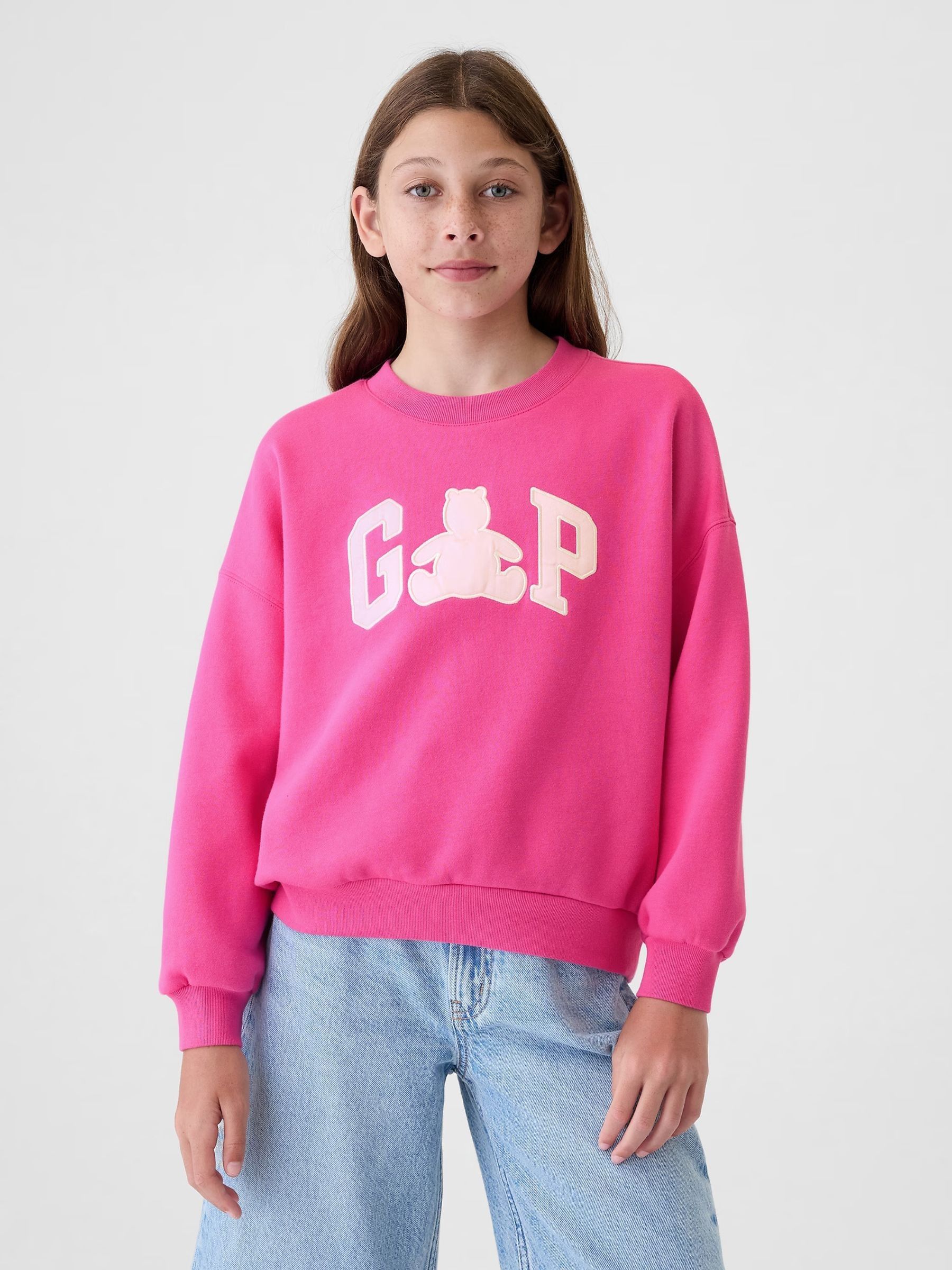 Pink Brannan Bear Logo Crew Neck Jumper (4-13yrs) - Image 1 of 5