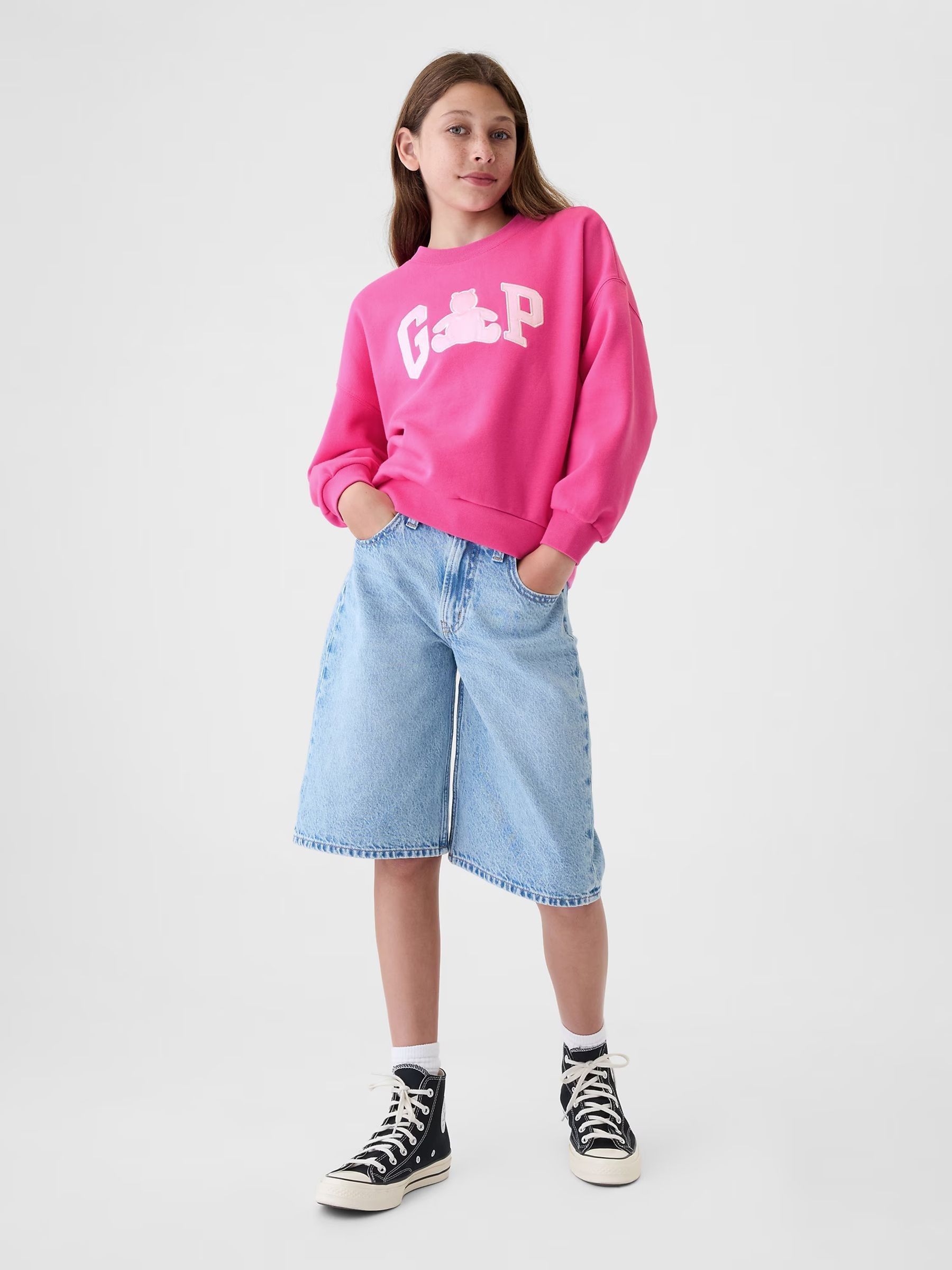 Pink Brannan Bear Logo Crew Neck Jumper (4-13yrs) - Image 3 of 5