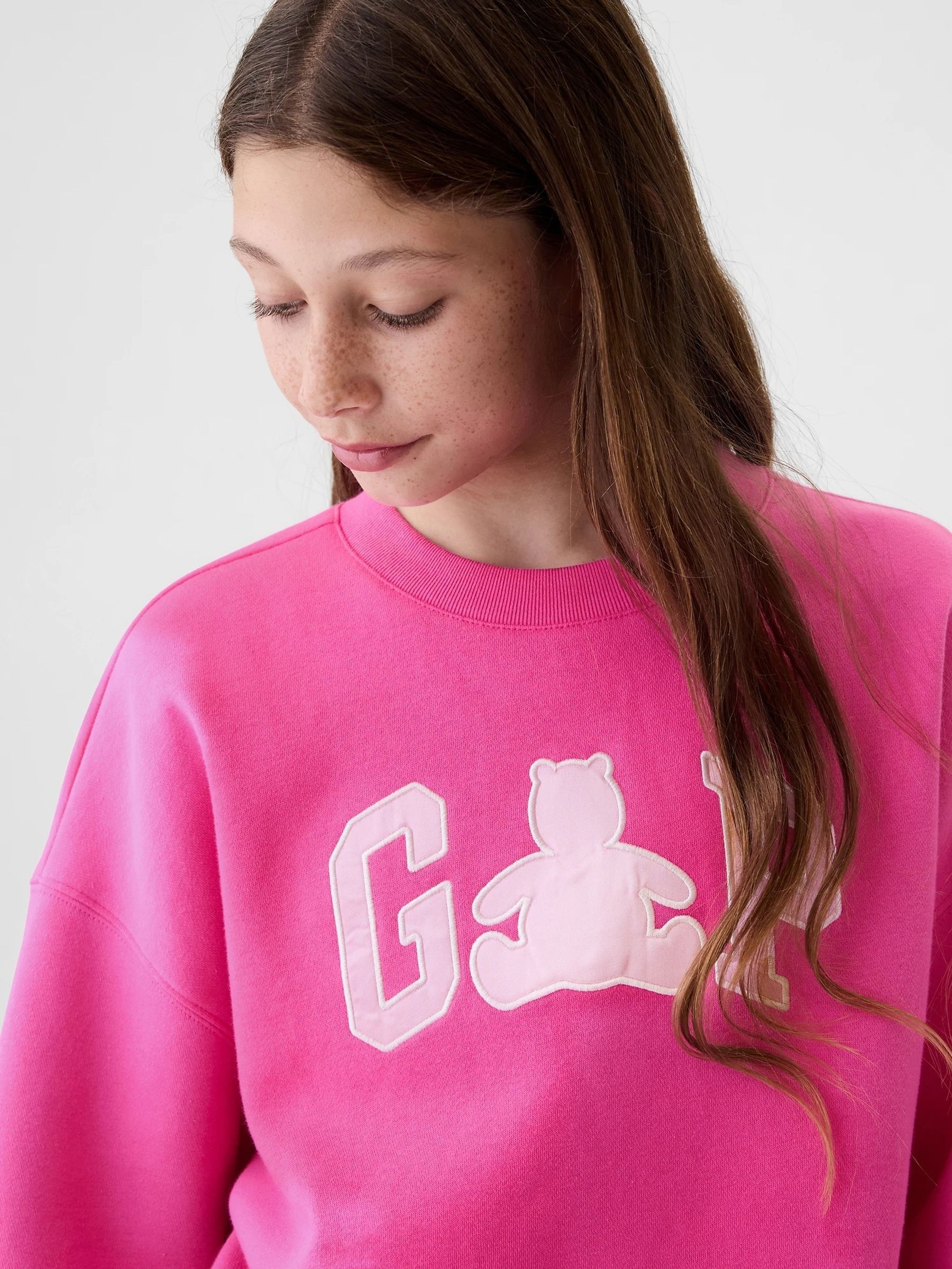 Pink Brannan Bear Logo Crew Neck Jumper (4-13yrs) - Image 4 of 5