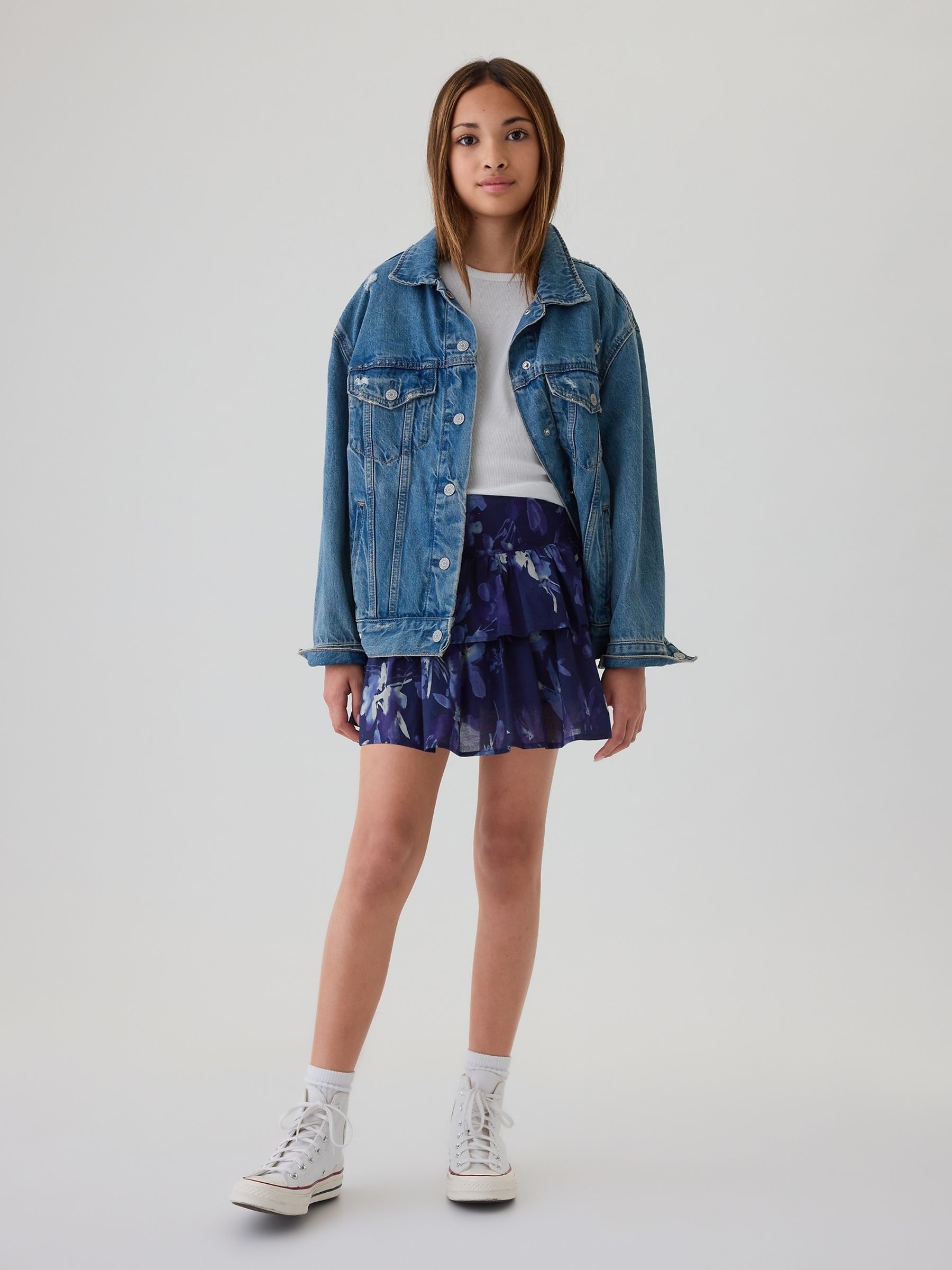 Blue Floral Ruffle Skort (4-13yrs) - Image 1 of 3