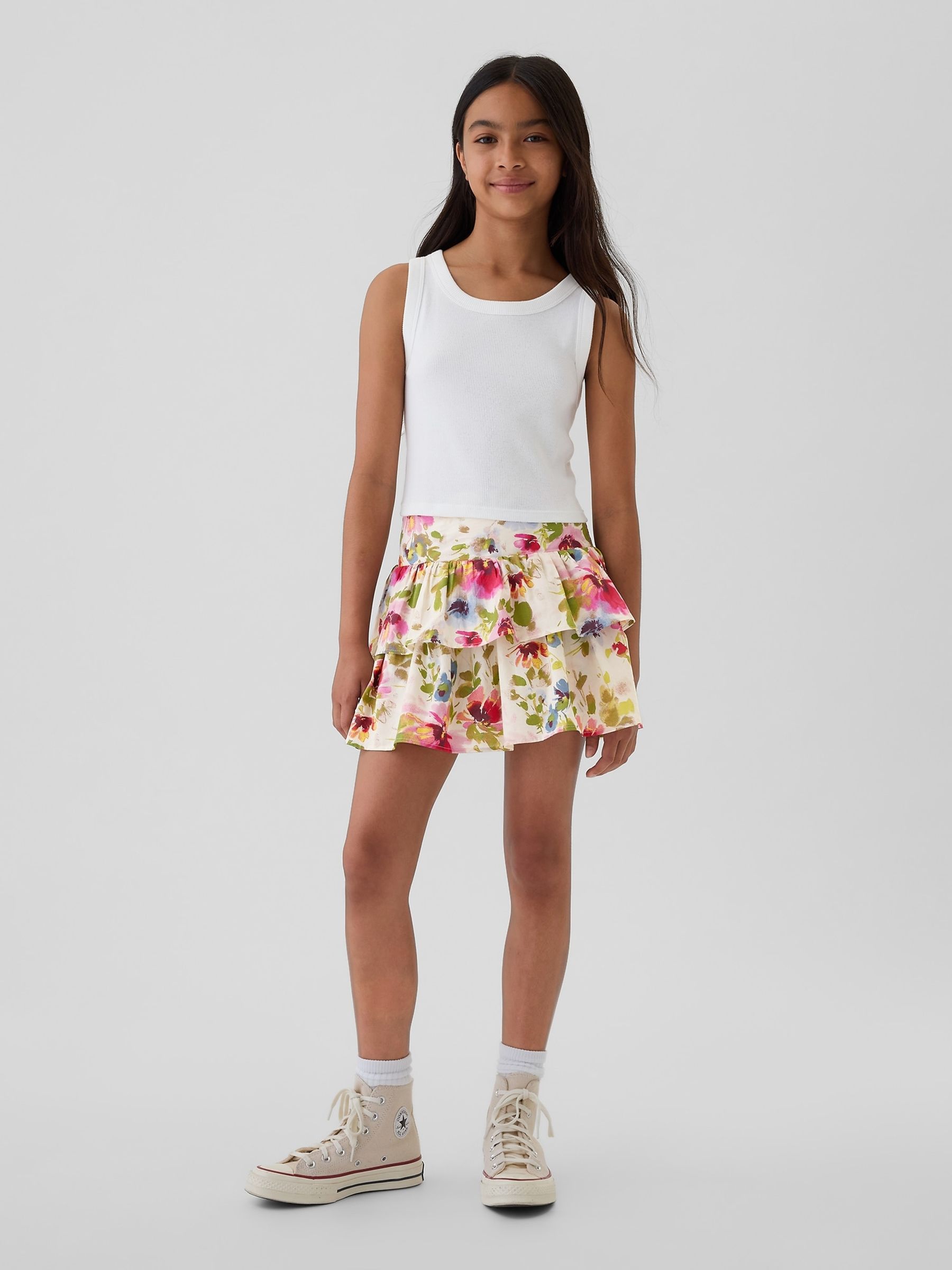 Pink Floral Ruffle Skort (4-13yrs) - Image 1 of 4