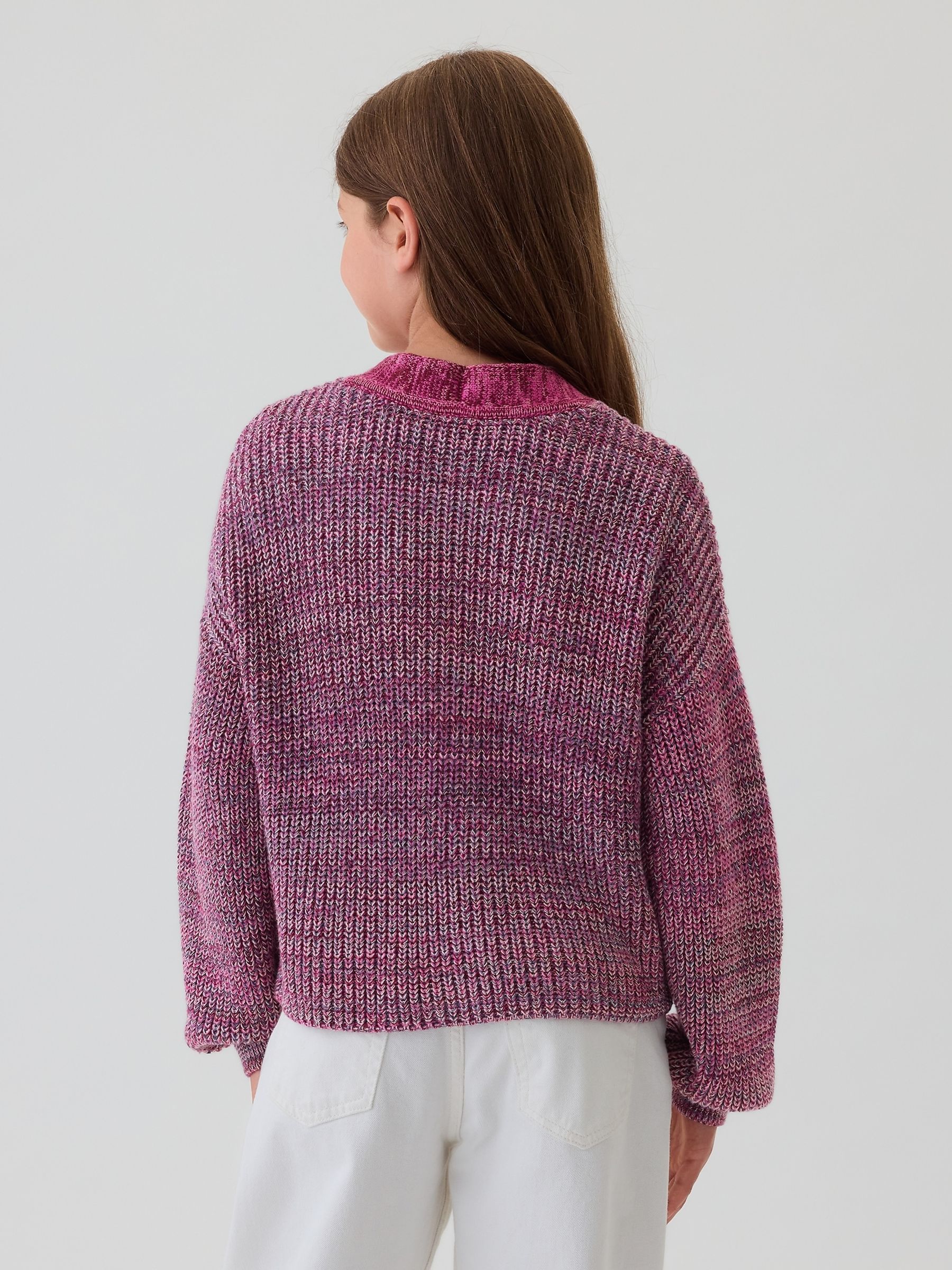 Pink Shaker-Stitch Cropped Cardigan (4-13yrs) - Image 2 of 5