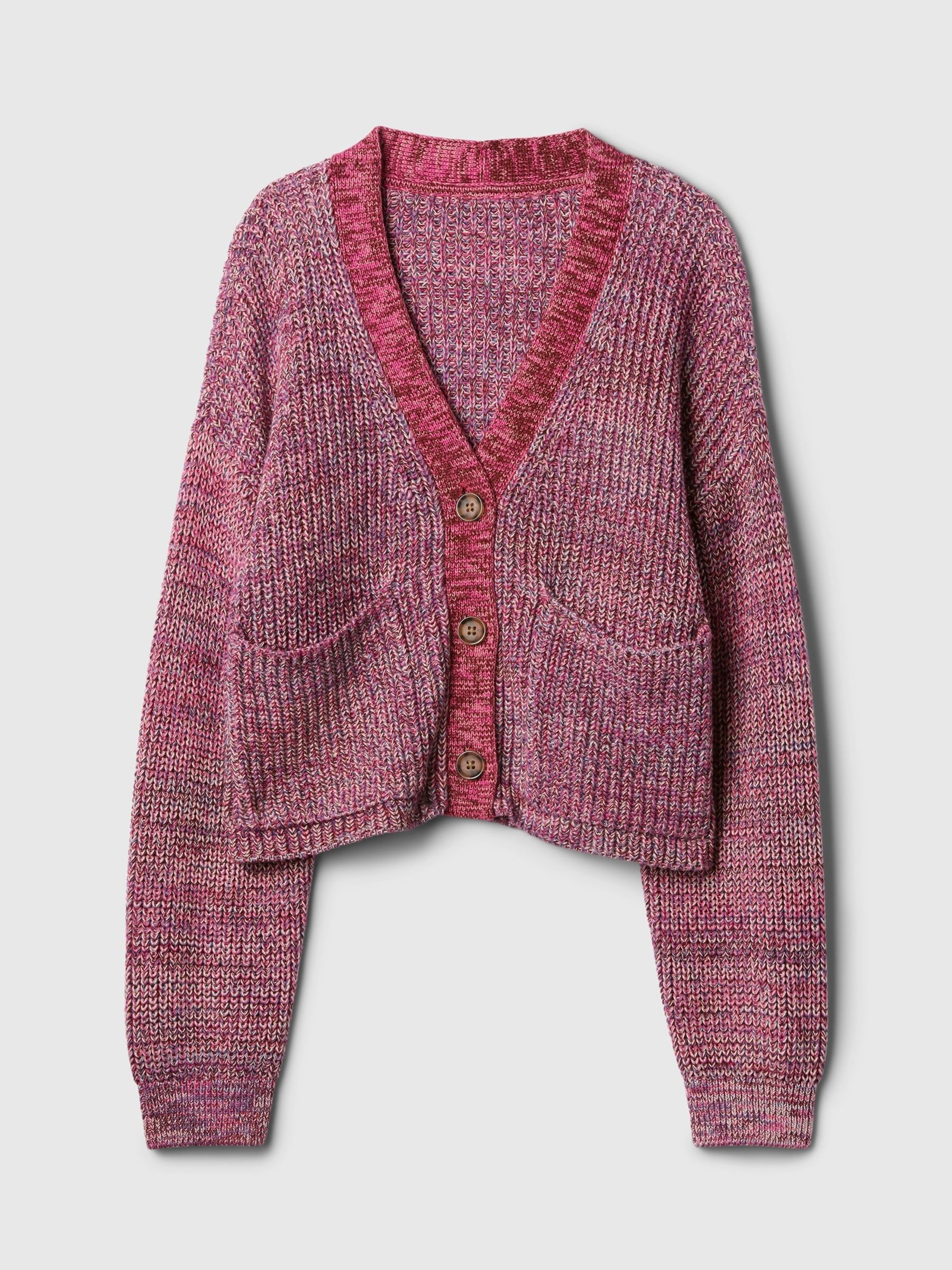 Pink Shaker-Stitch Cropped Cardigan (4-13yrs) - Image 4 of 5