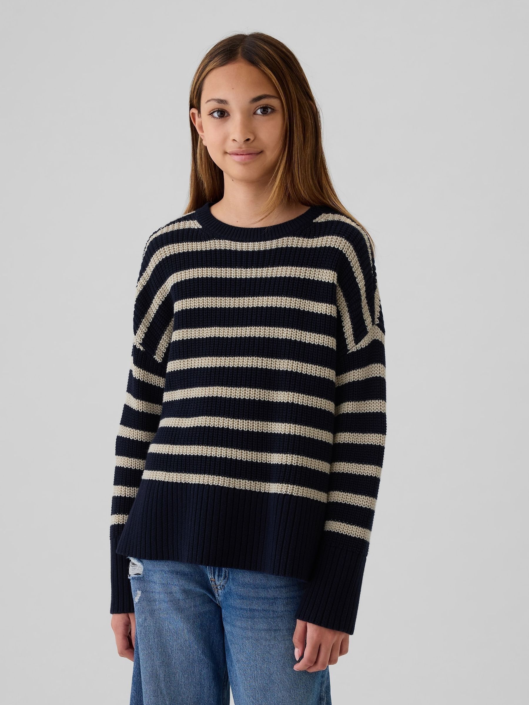Blue Stripe Oversized Jumper (4-13yrs) - Image 1 of 5