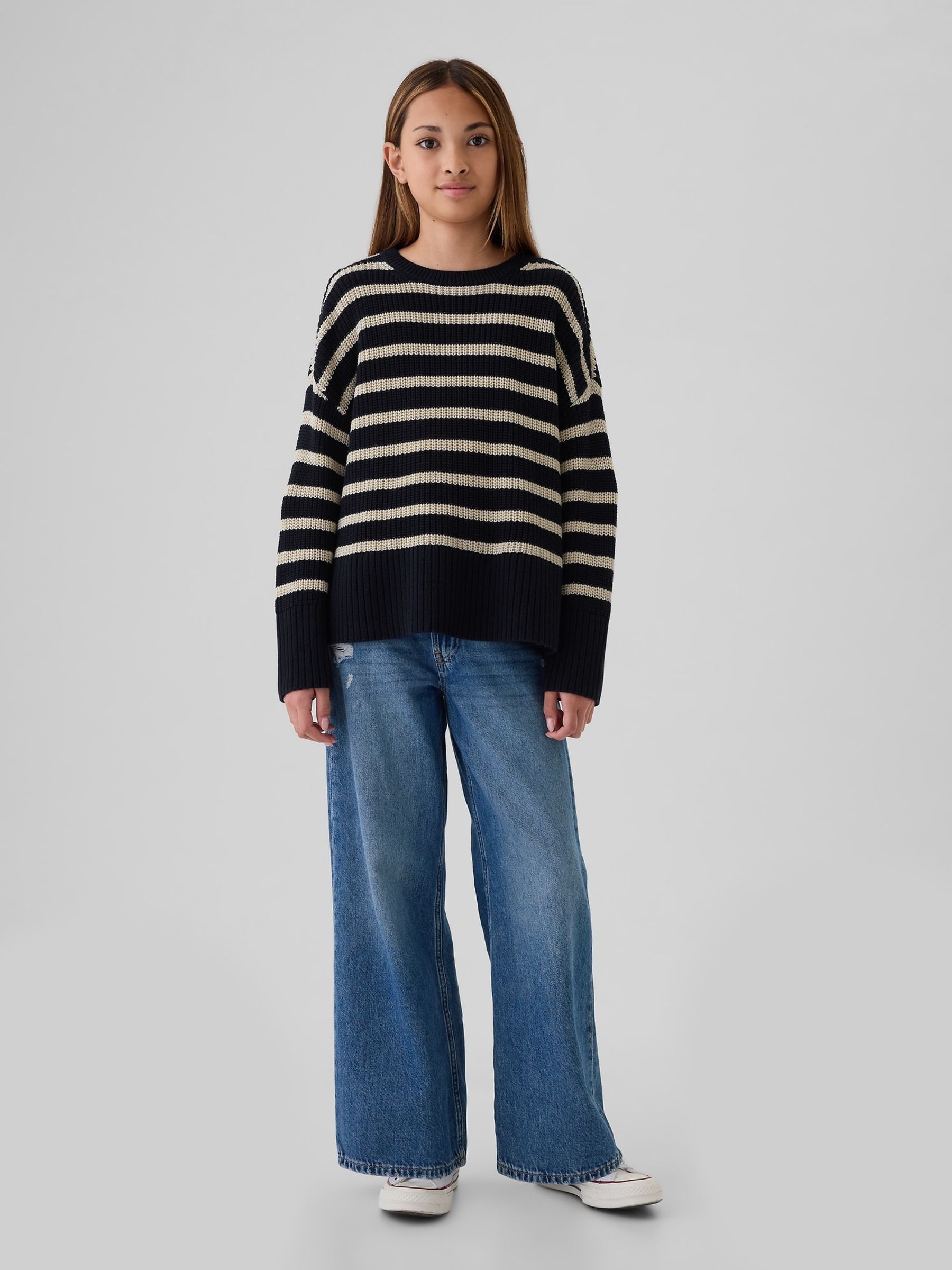 Blue Stripe Oversized Jumper (4-13yrs) - Image 3 of 5