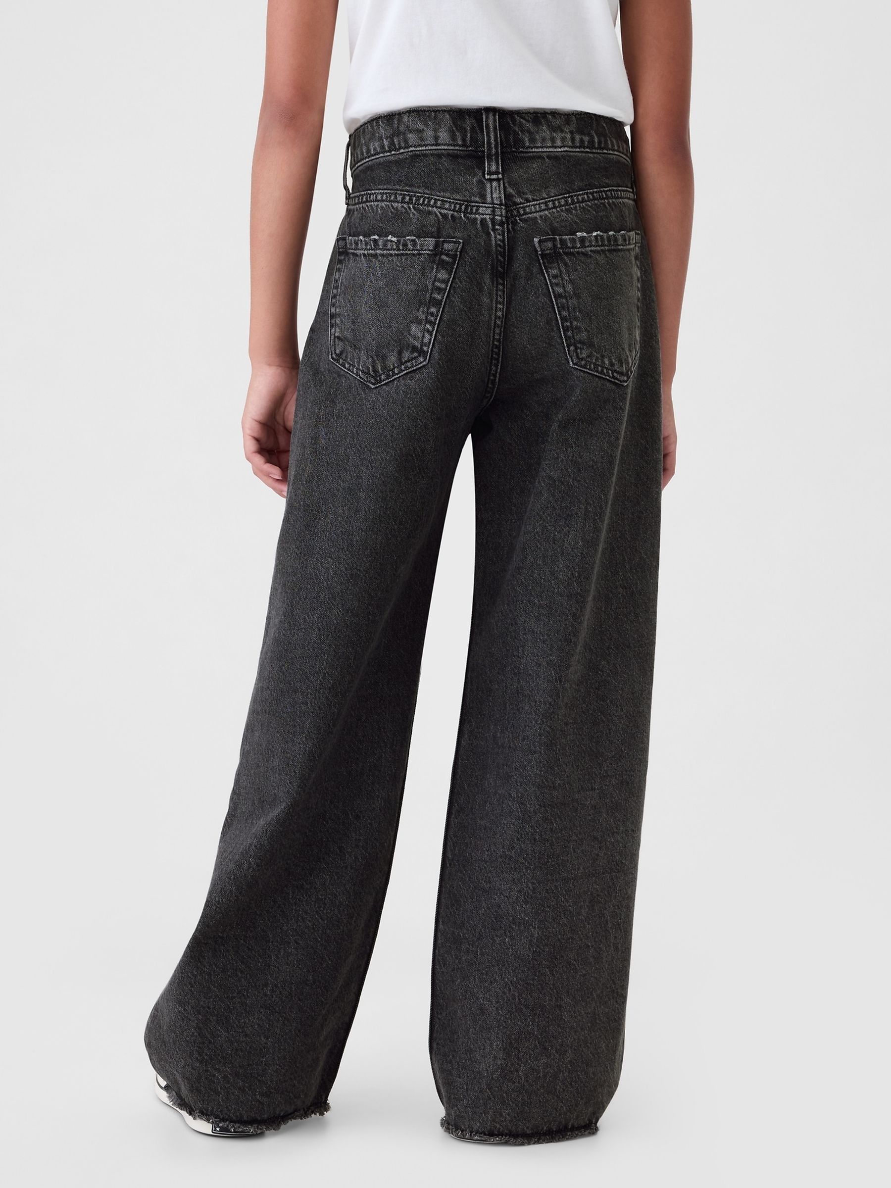 Black High Waisted Wide Leg Distressed Jeans (5-13yrs) - Image 3 of 6