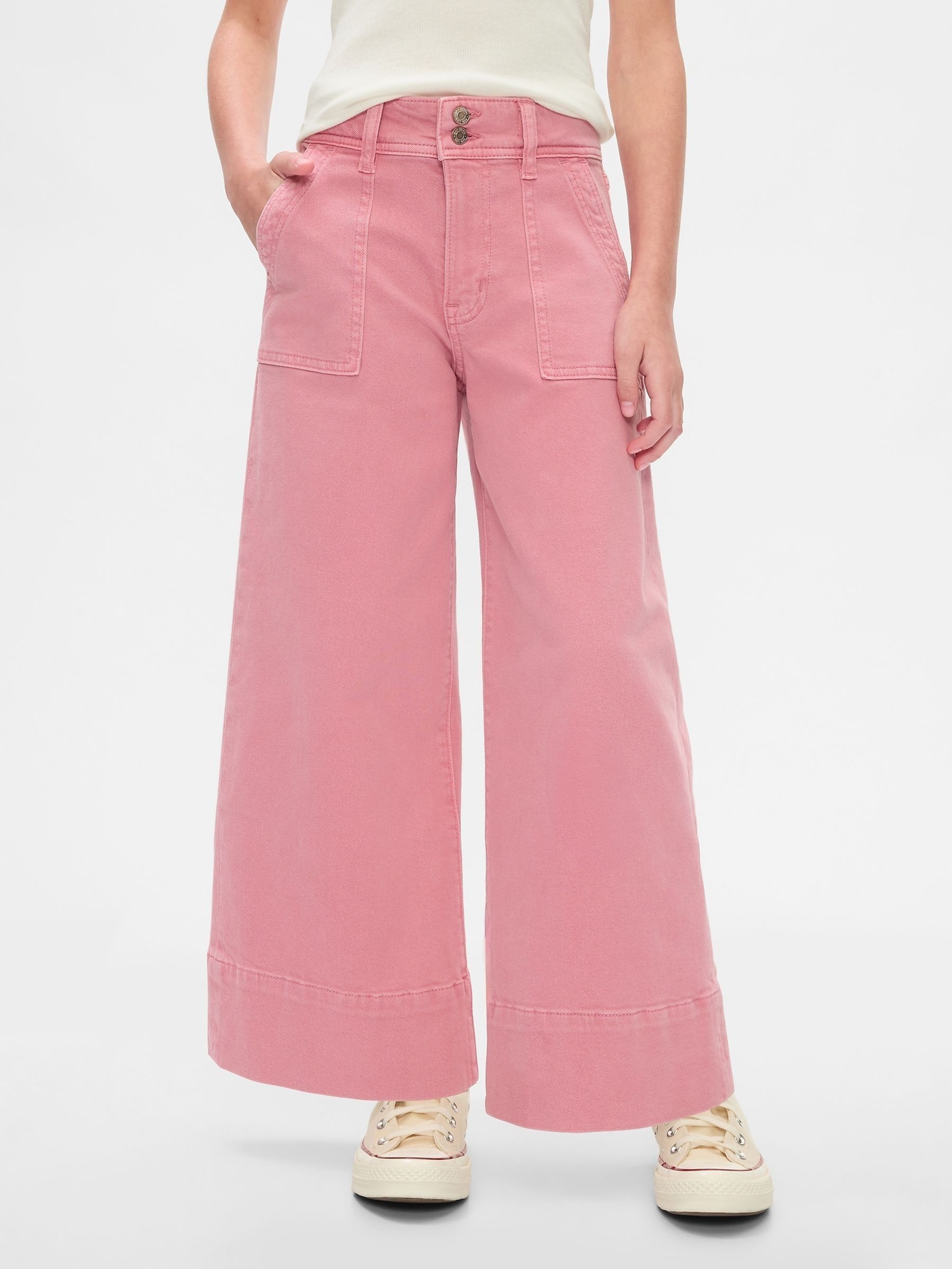 Pink High Waisted Wide Leg Ankle Jeans (5-13yrs) - Image 2 of 6