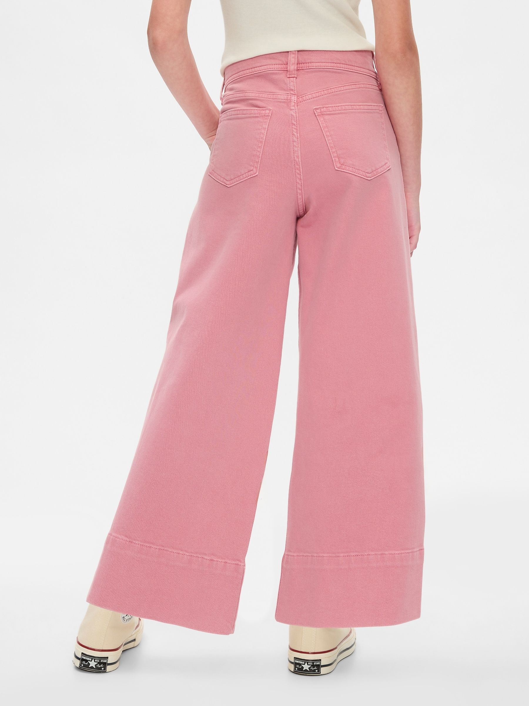 Pink High Waisted Wide Leg Ankle Jeans (5-13yrs) - Image 3 of 6