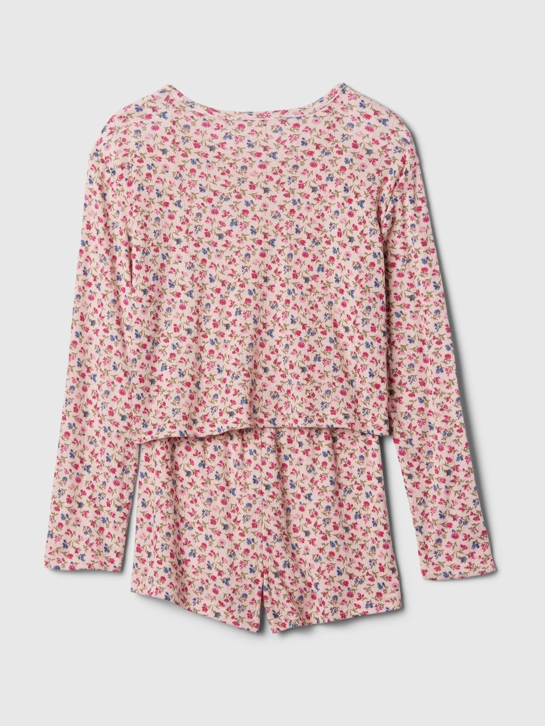 Pink Floral Henley Pyjama Shorts Set (4-13yrs) - Image 2 of 3