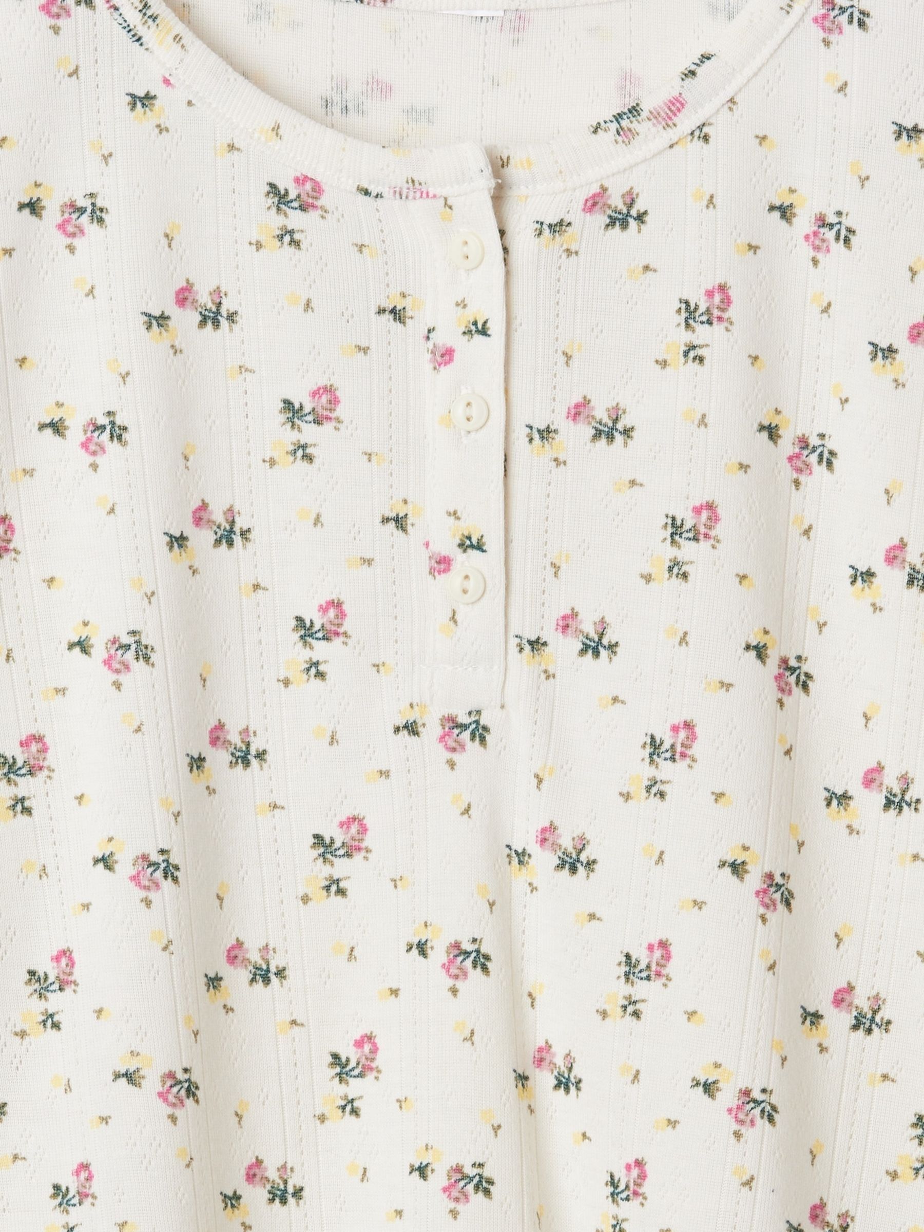White Floral Henley Pyjama Shorts Set (4-13yrs) - Image 3 of 3