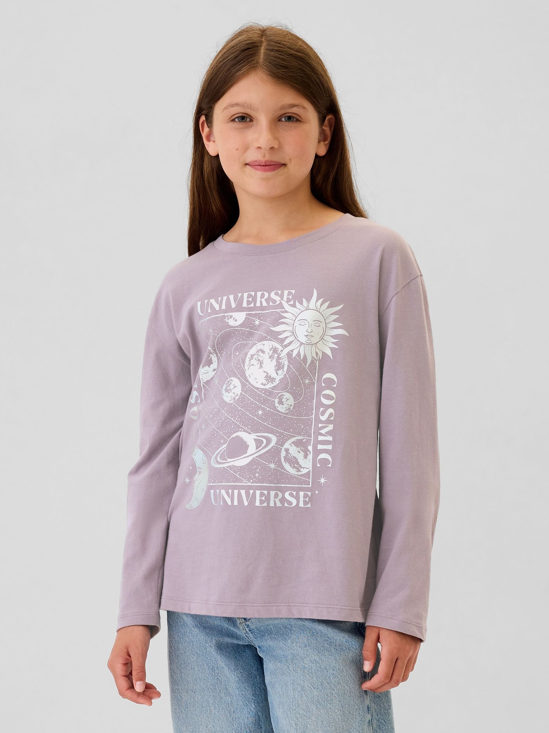 Purple Universe Long Sleeve Graphic T-Shirt - Image 1 of 4