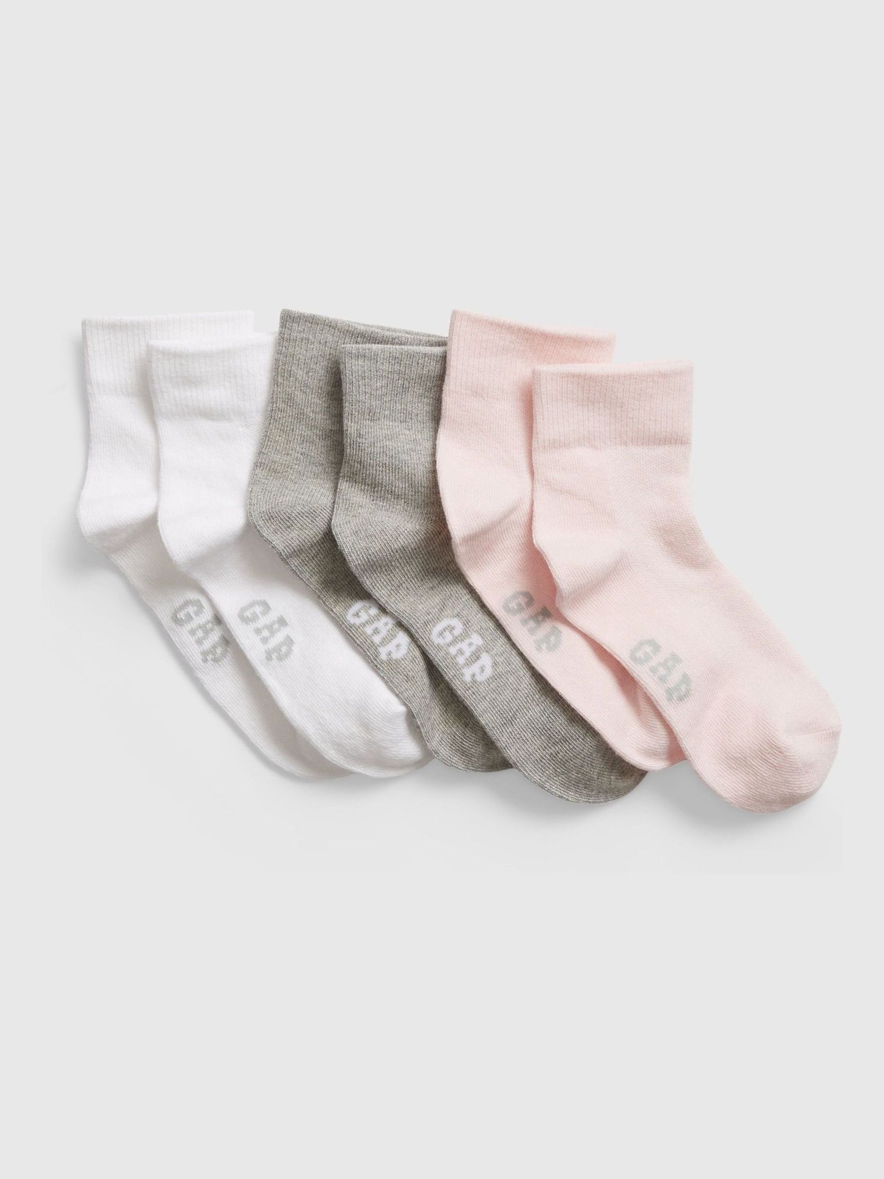 Grey Kids 3 Pack Quarter Crew Socks - Image 1 of 1