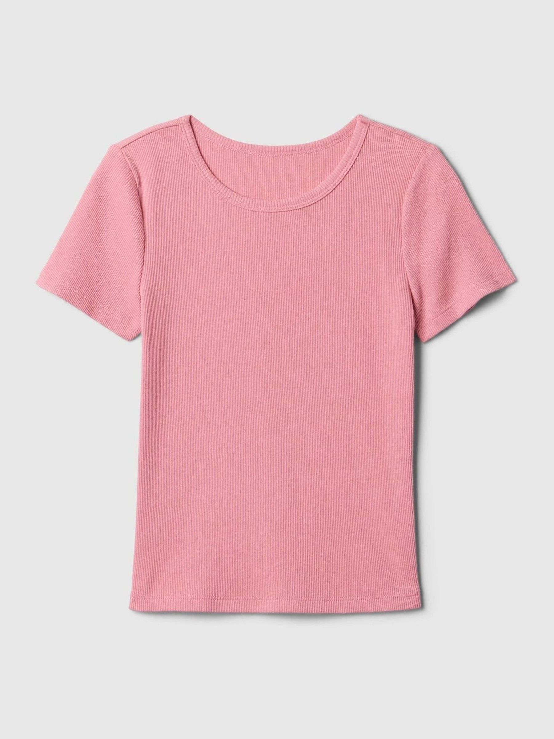 Pink Ribbed Short Sleeve Crew Neck T-Shirt (4-13yrs) - Image 3 of 4