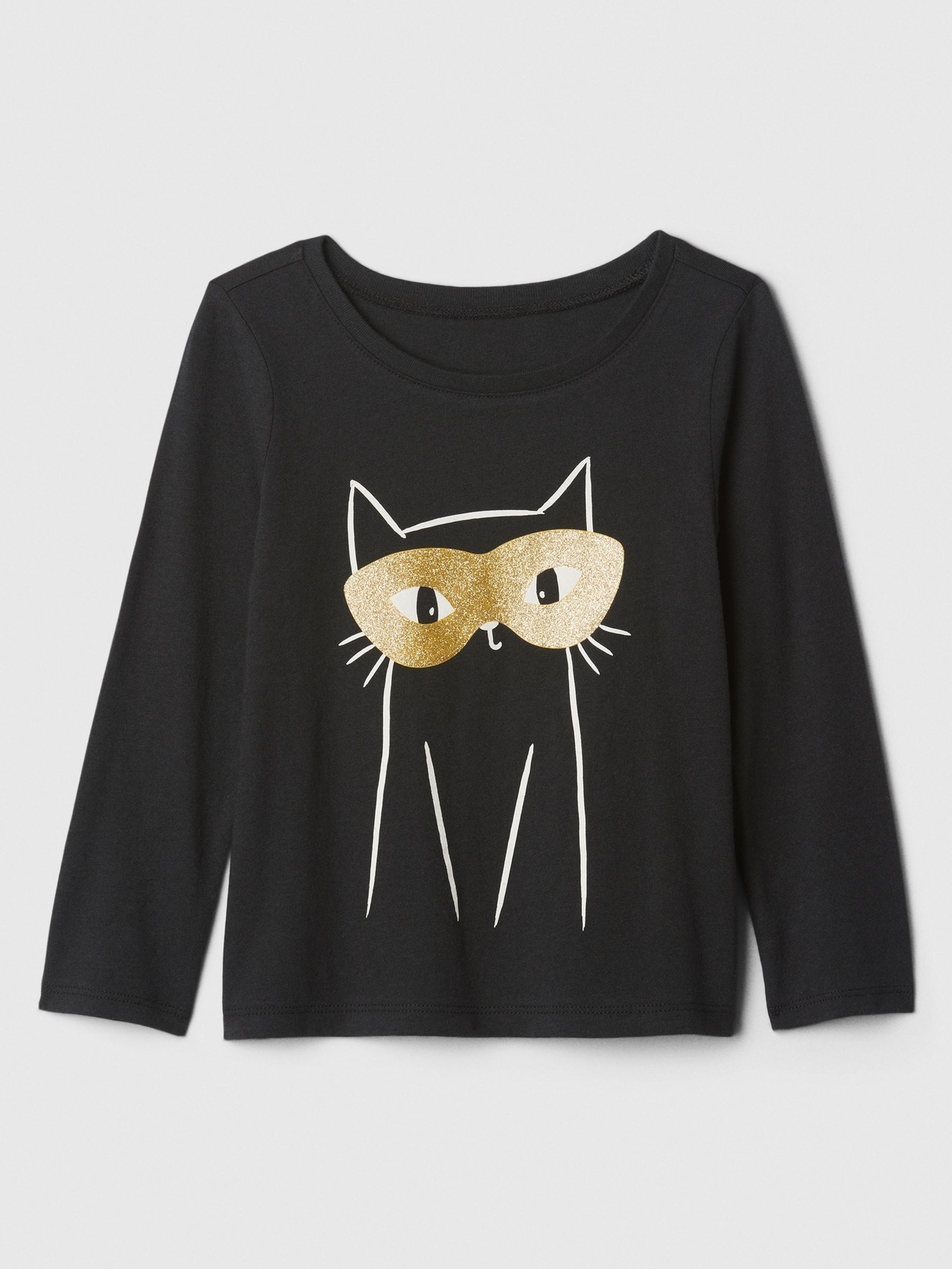 Black Cat Long Sleeve Logo Graphic T-Shirt (6mths-5yrs) - Image 1 of 3