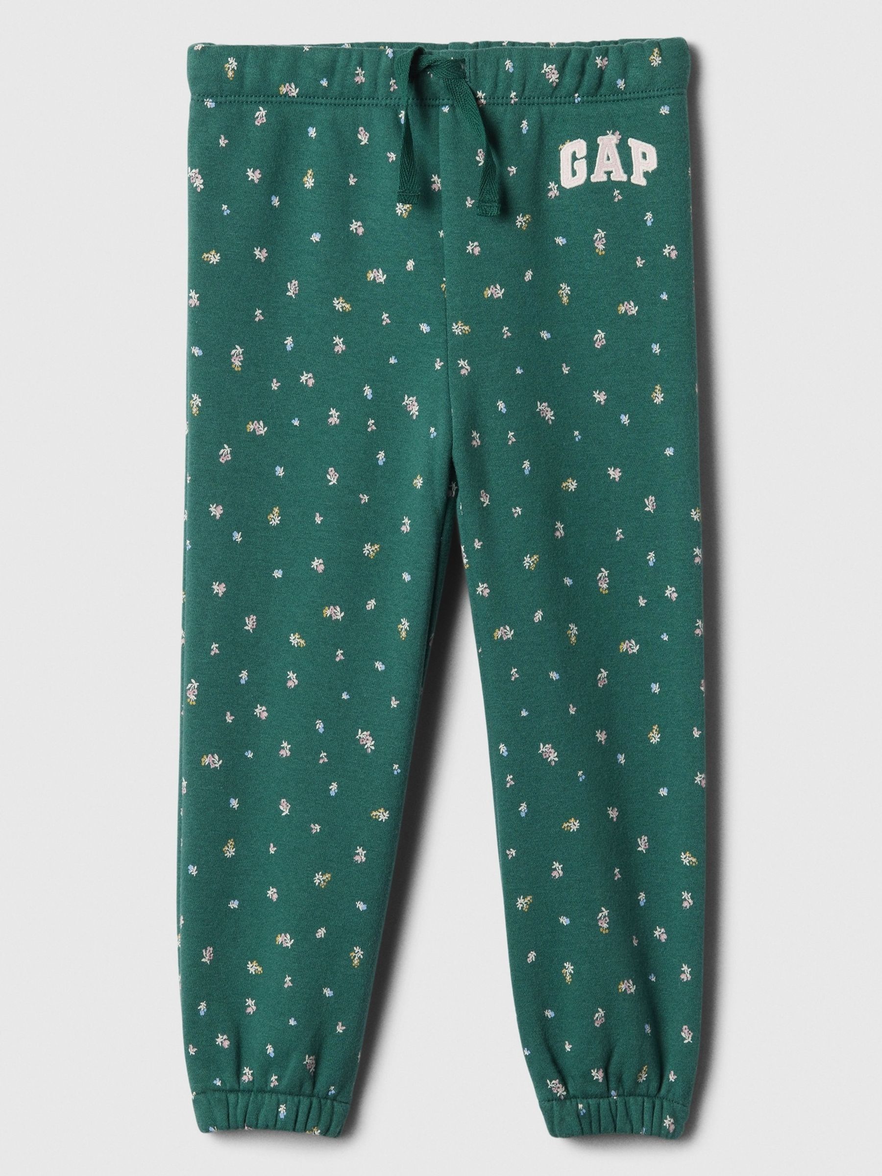 Green Floral Print Logo Pull On Joggers (6mths-5yrs) - Image 1 of 3