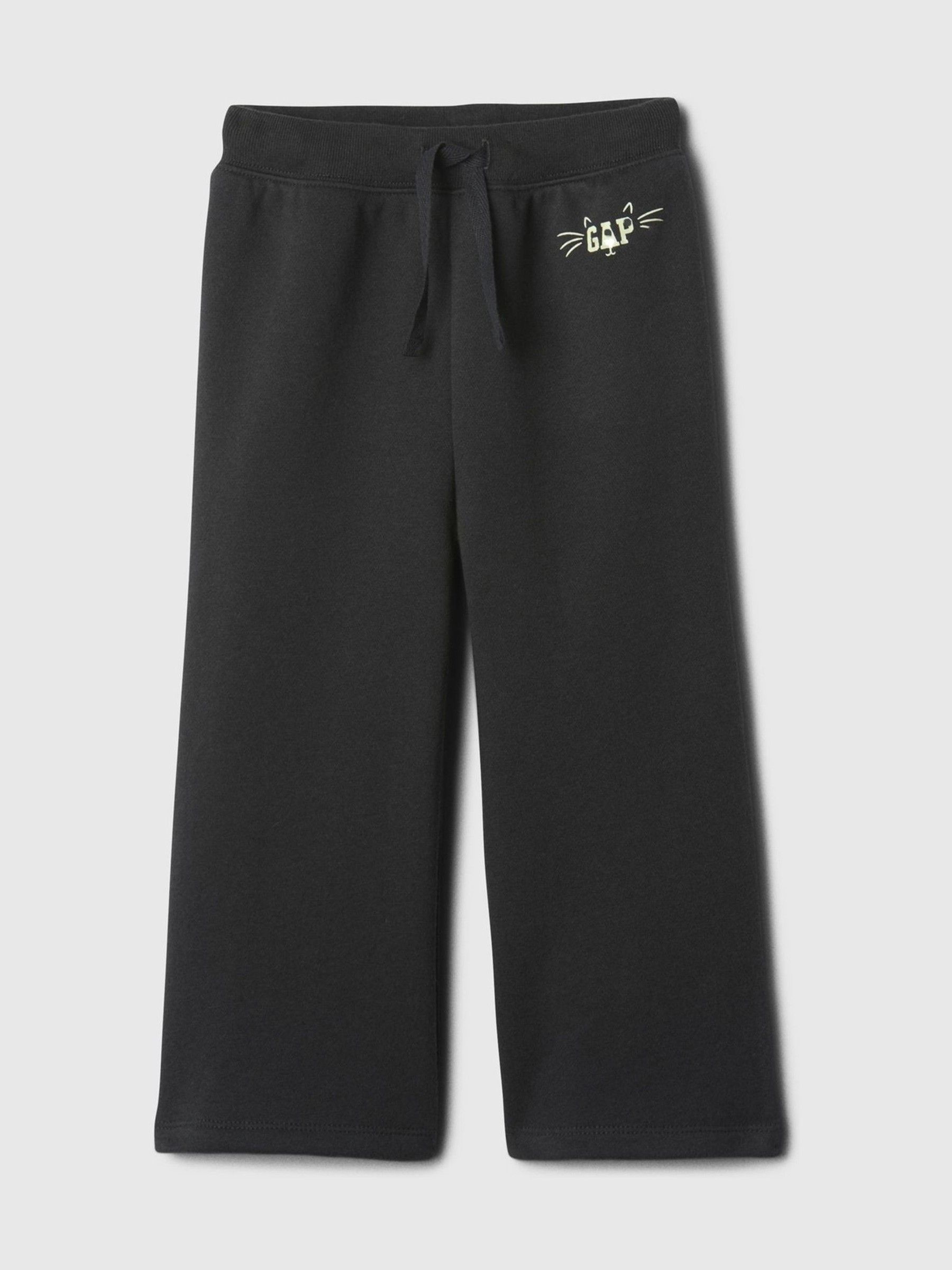 Black Halloween Cat Logo Wide-Leg Pull On Trousers (6mths-5yrs) - Image 1 of 3