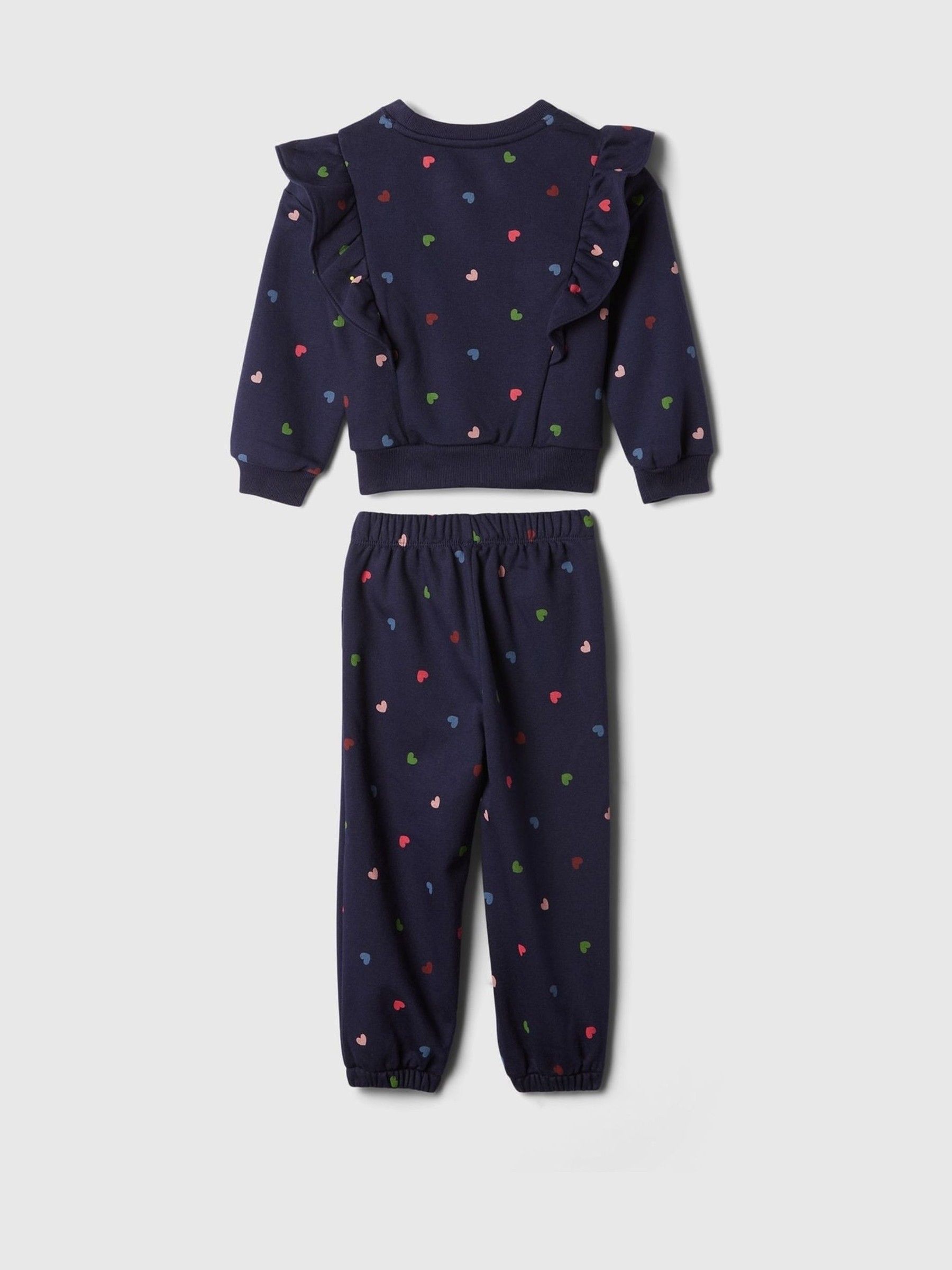 Navy/Blue Heart Vintage Soft Ruffle Logo Jumper & Jogger Set (6mths-5yrs) - Image 2 of 2