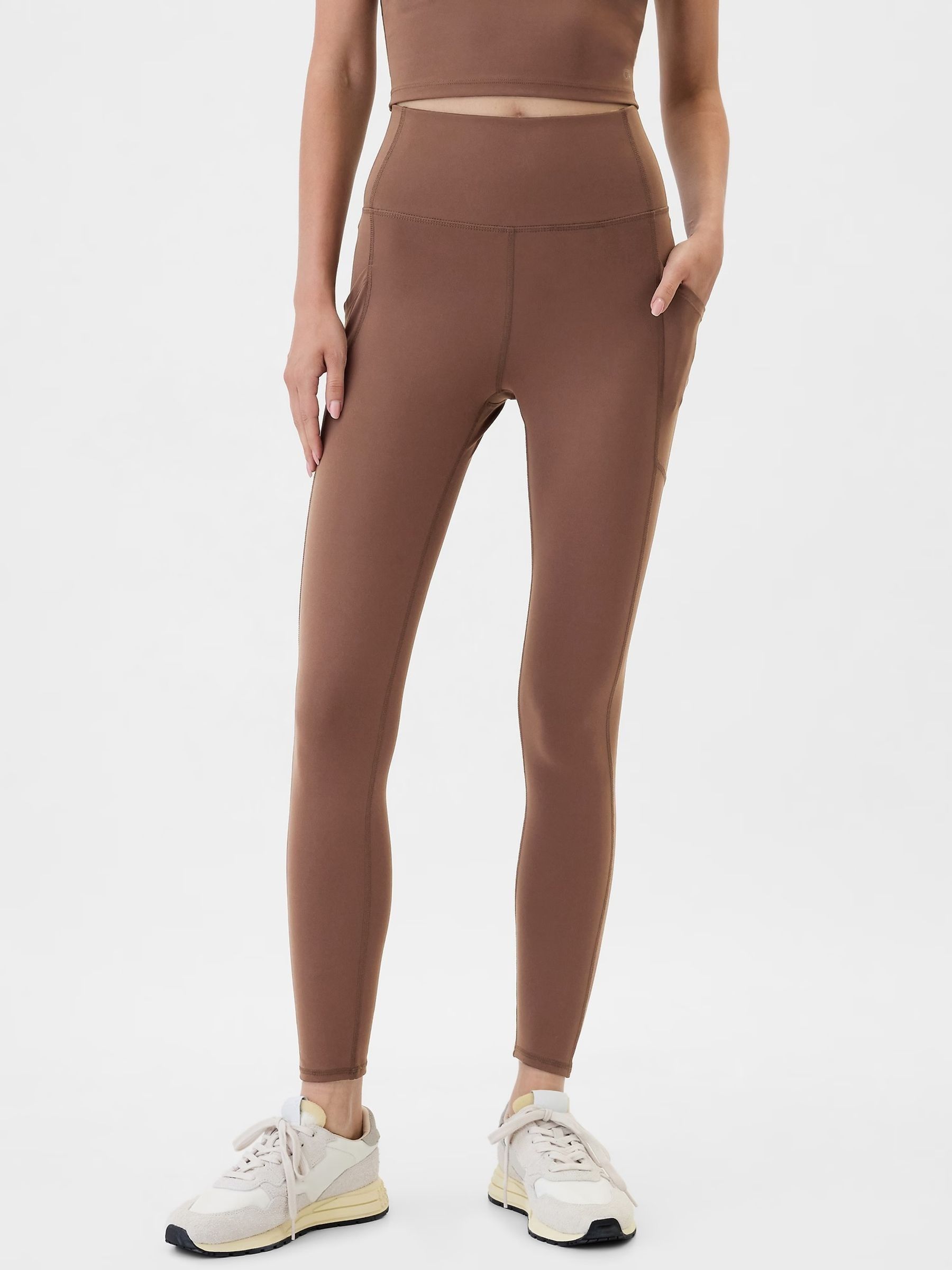 Brown Full Length High Waisted Studio Leggings - Image 3 of 4