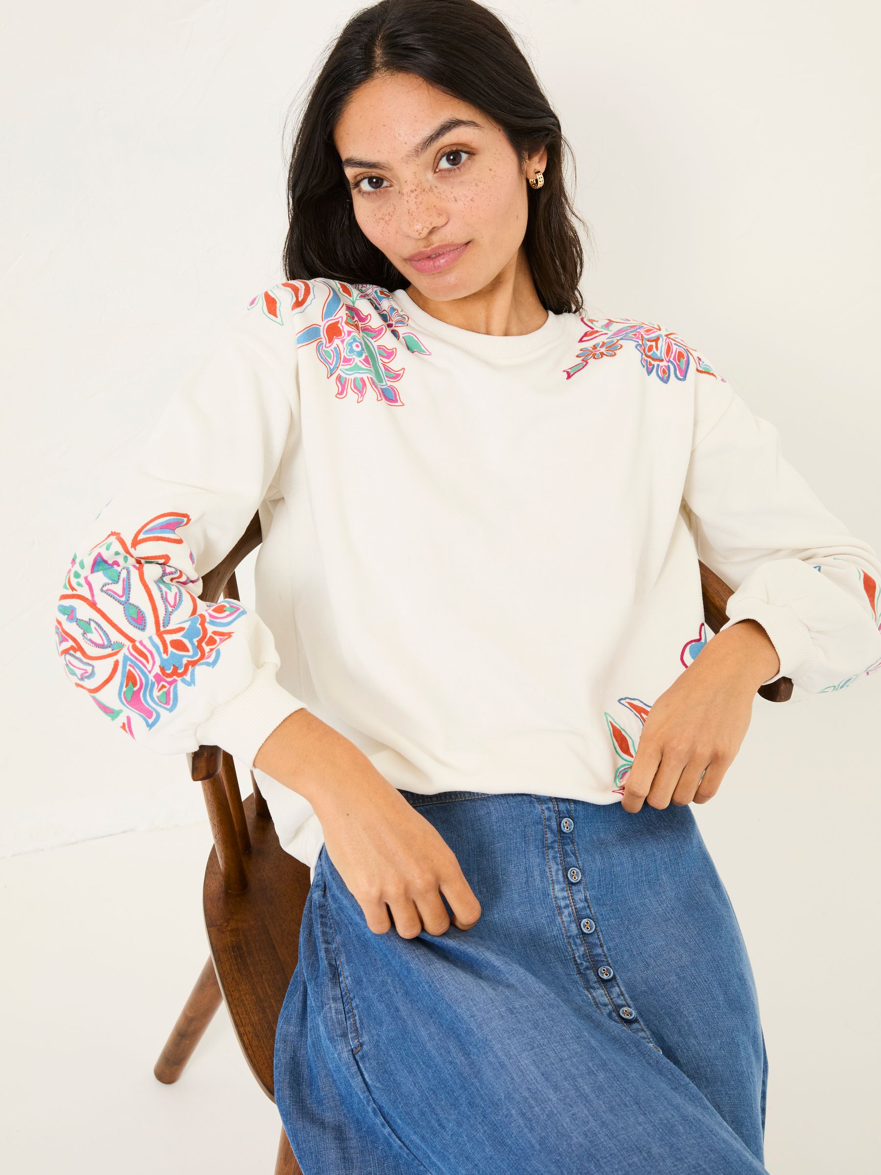 Alex Ivory Utopia Embroidered Crew Sweat Top - Image 2 of 5