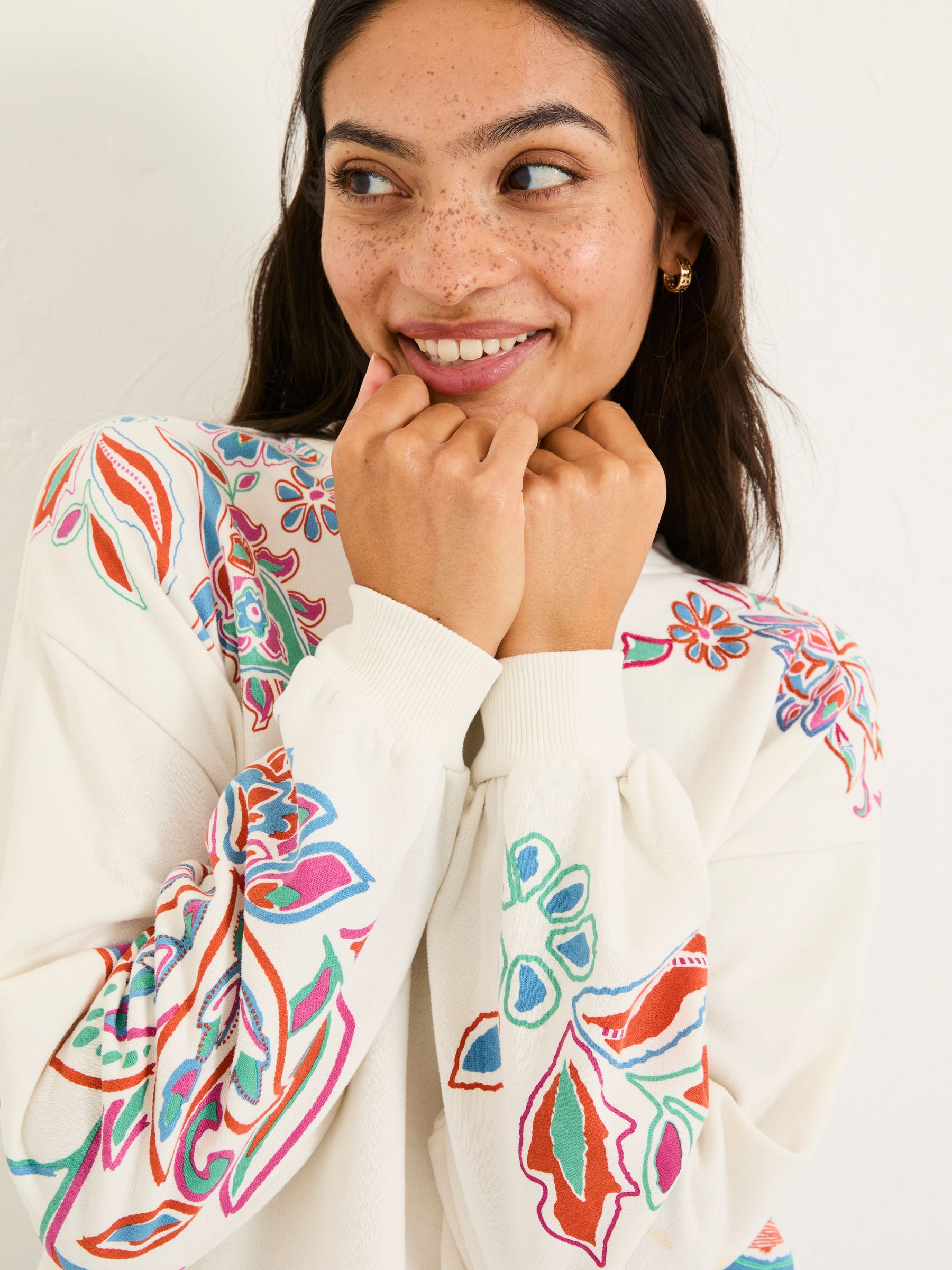 Alex Ivory Utopia Embroidered Crew Sweat Top | FatFace
