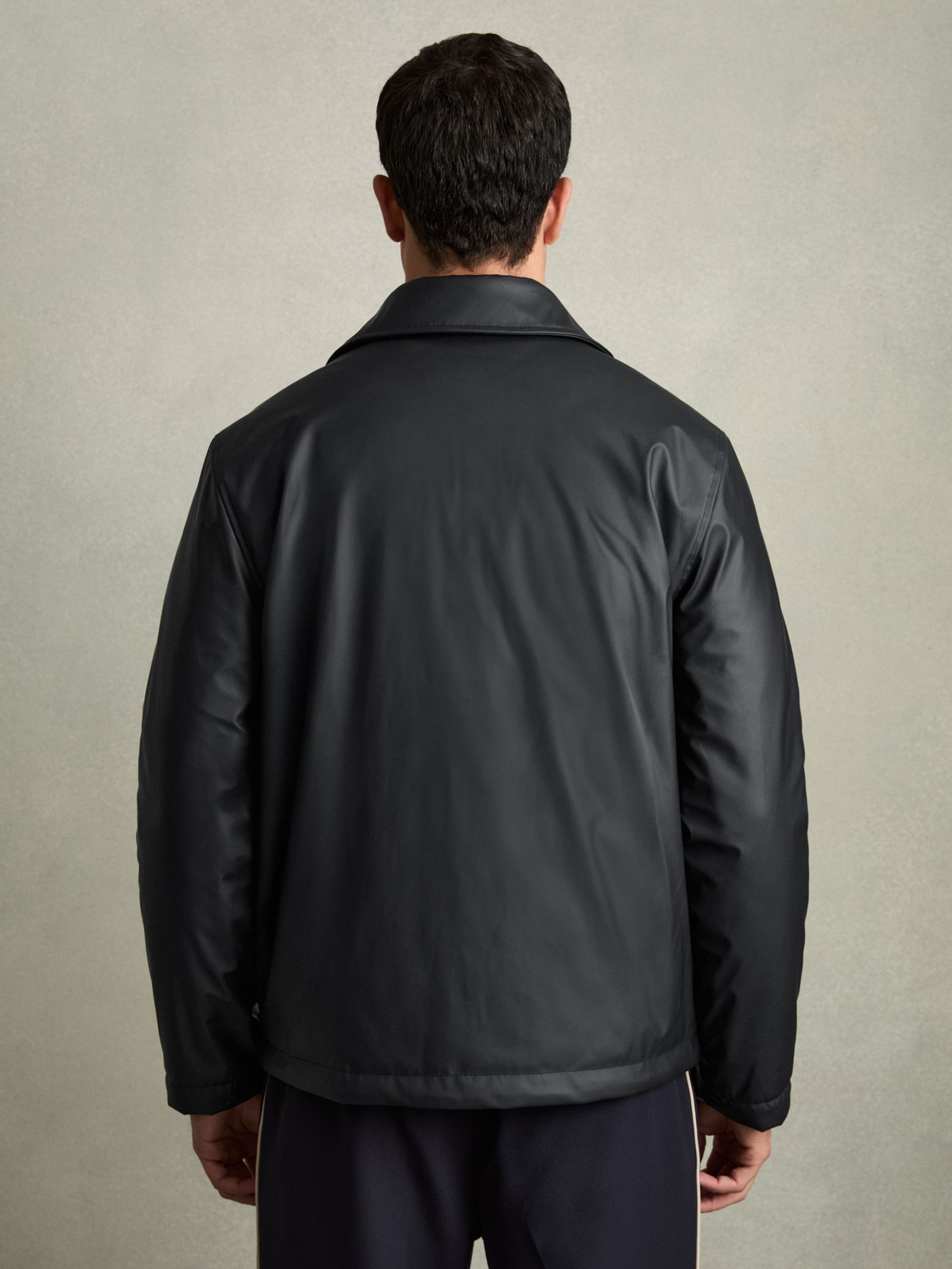 Padded Technical Press-Stud Overshirt in Navy - Image 5 of 7
