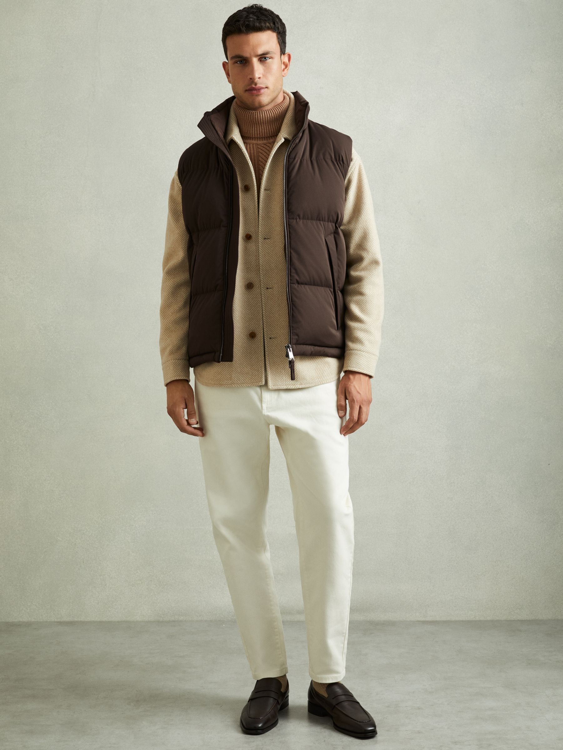 Wool Blend Herringbone Twill Overshirt in Oatmeal - Image 5 of 6