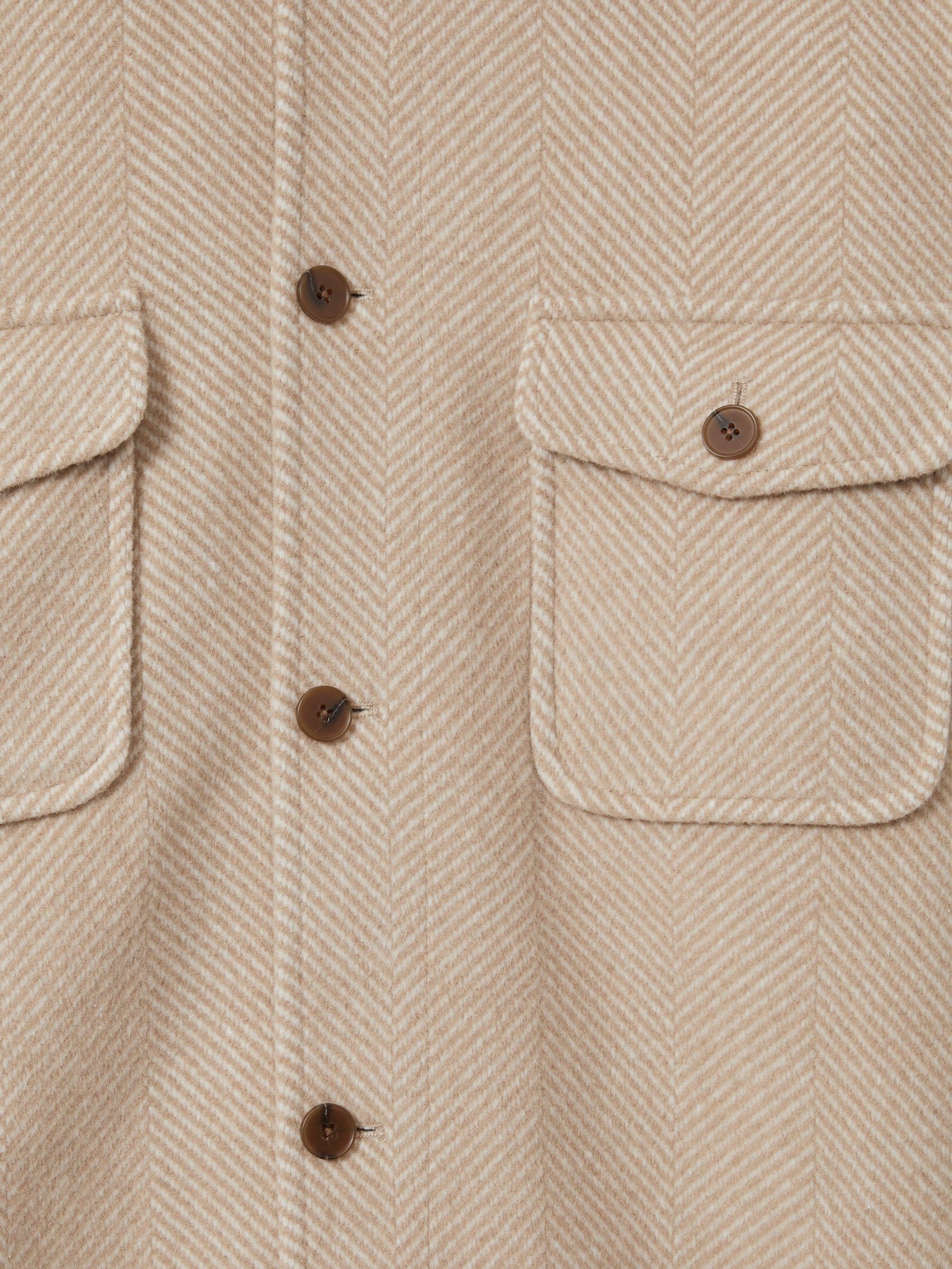 Wool Blend Herringbone Twill Overshirt in Oatmeal - Image 6 of 6