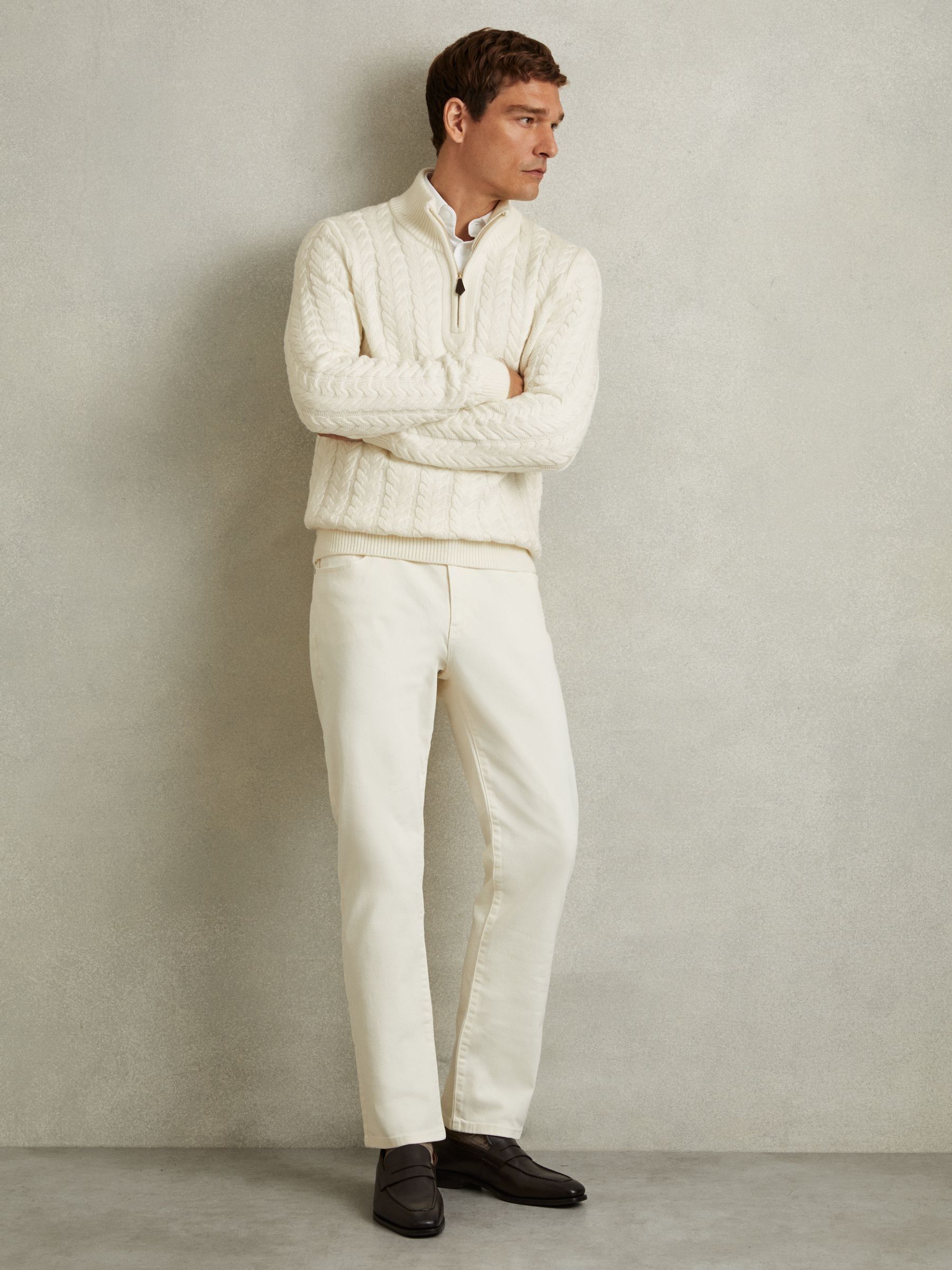 theredthread S contrast zip knit ホワイト Women's Marta Cable Knit Quarter Zip Sweater | Southern Tide