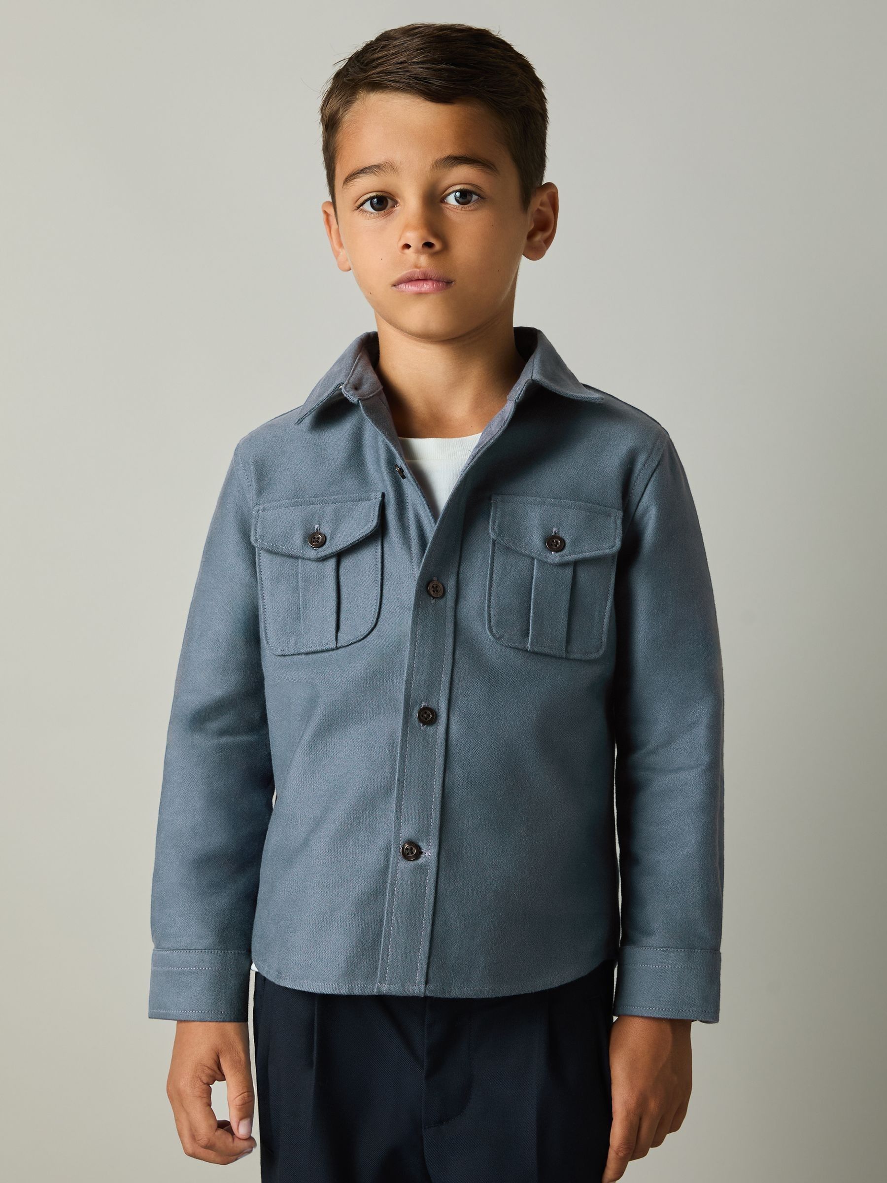 Brushed Cotton Shirt in Blue - Image 3 of 4