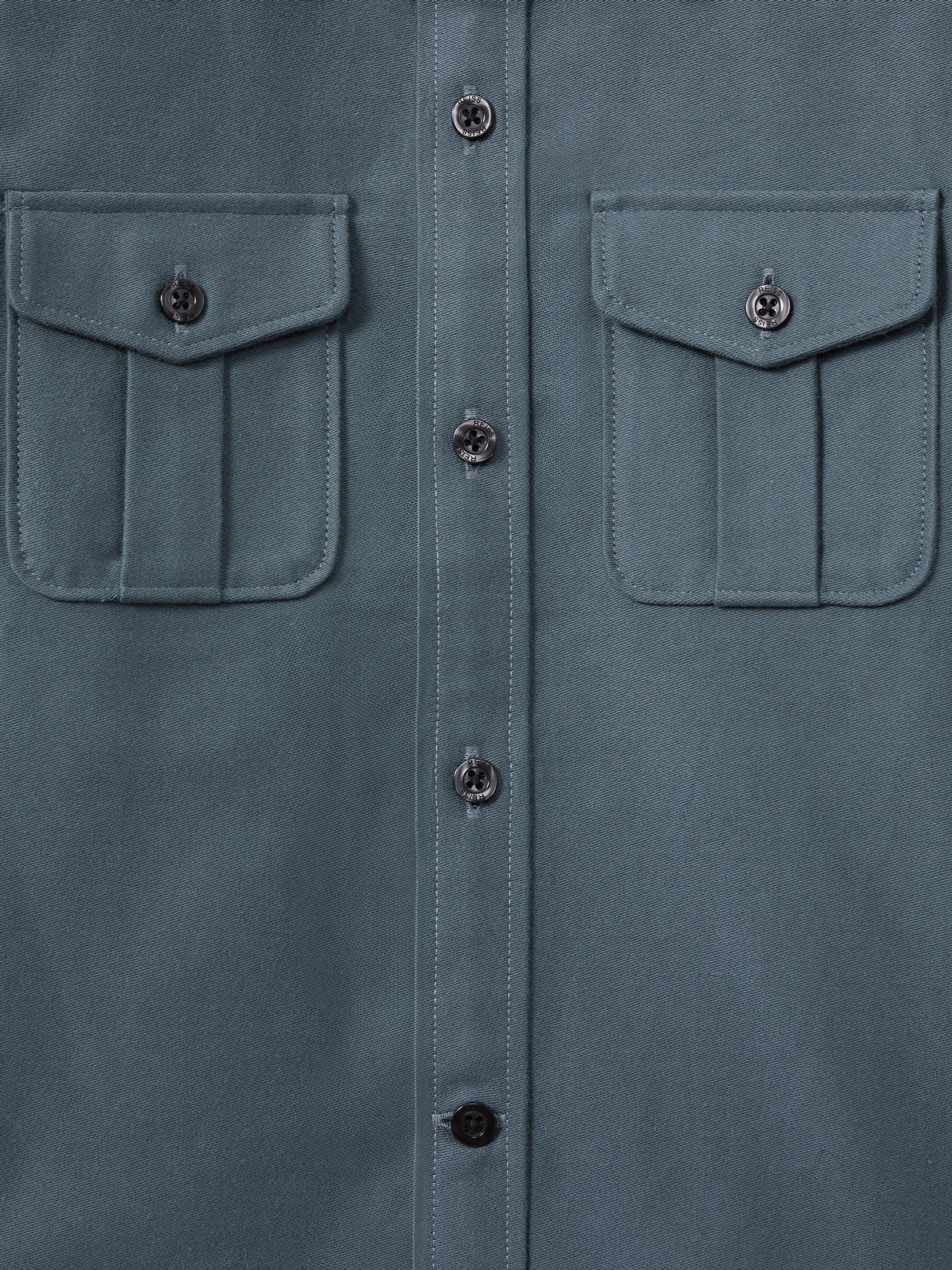 Brushed Cotton Shirt in Blue - Image 4 of 4