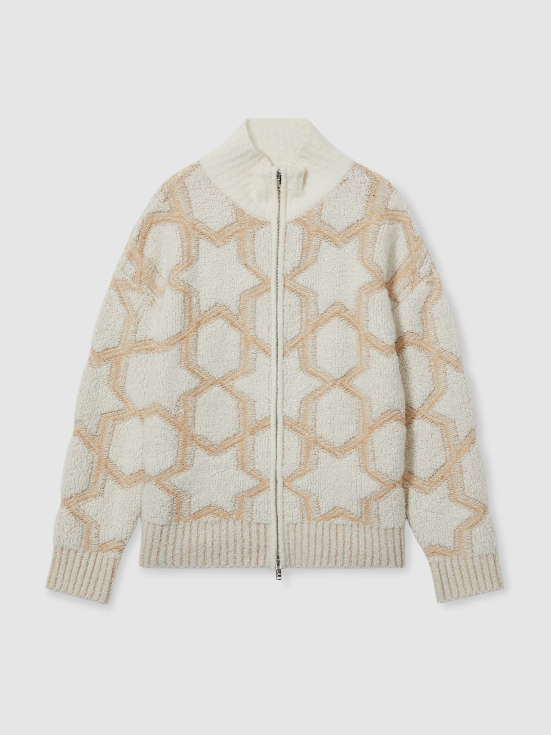 Reiss | Les 100 Ciels Cashmere-Blend Bouclé Jacket in Neutral/Cream - Image 2 of 6